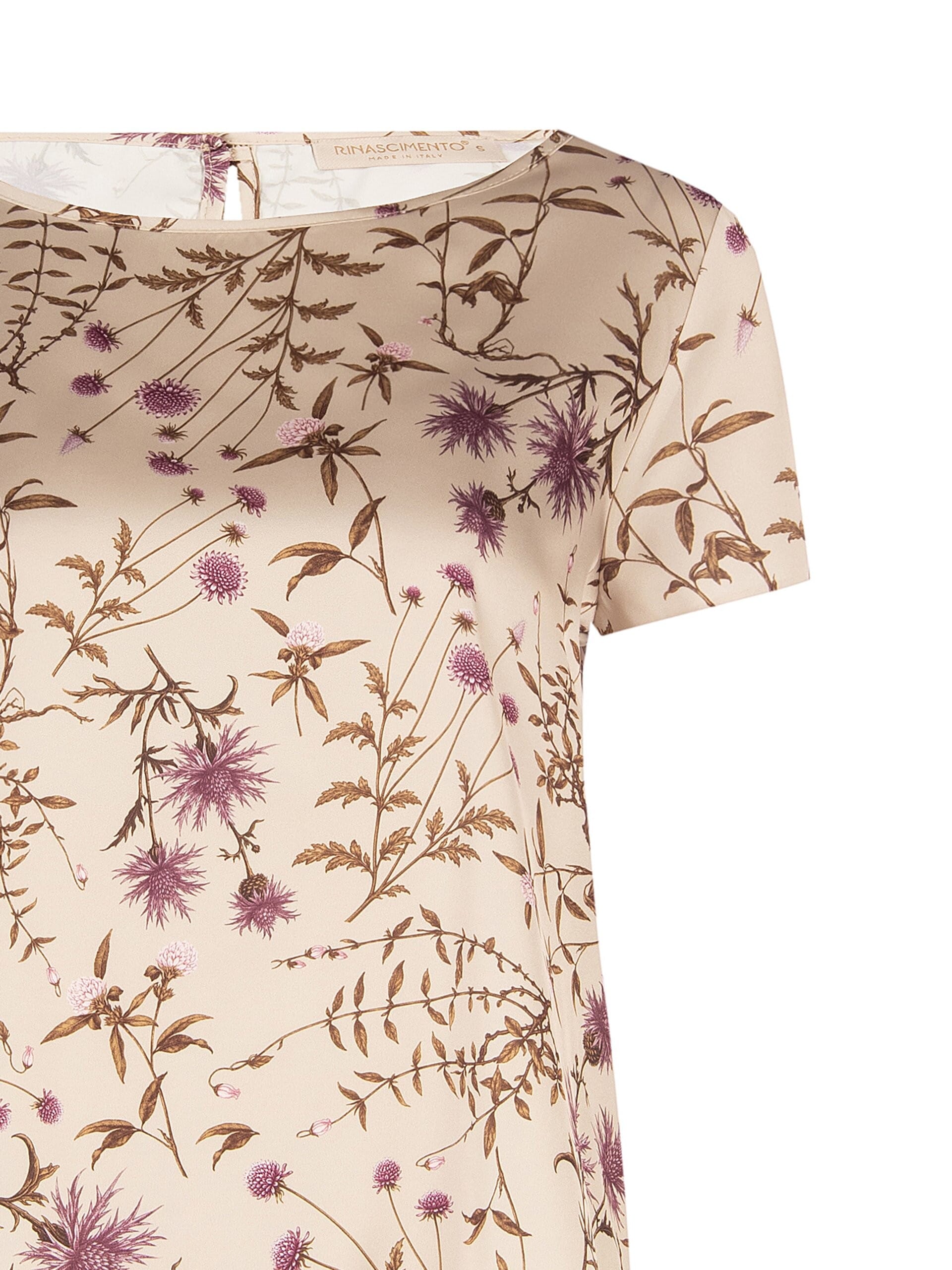 Blouse ample et fluide en satin à fleurs « Rinascimento »