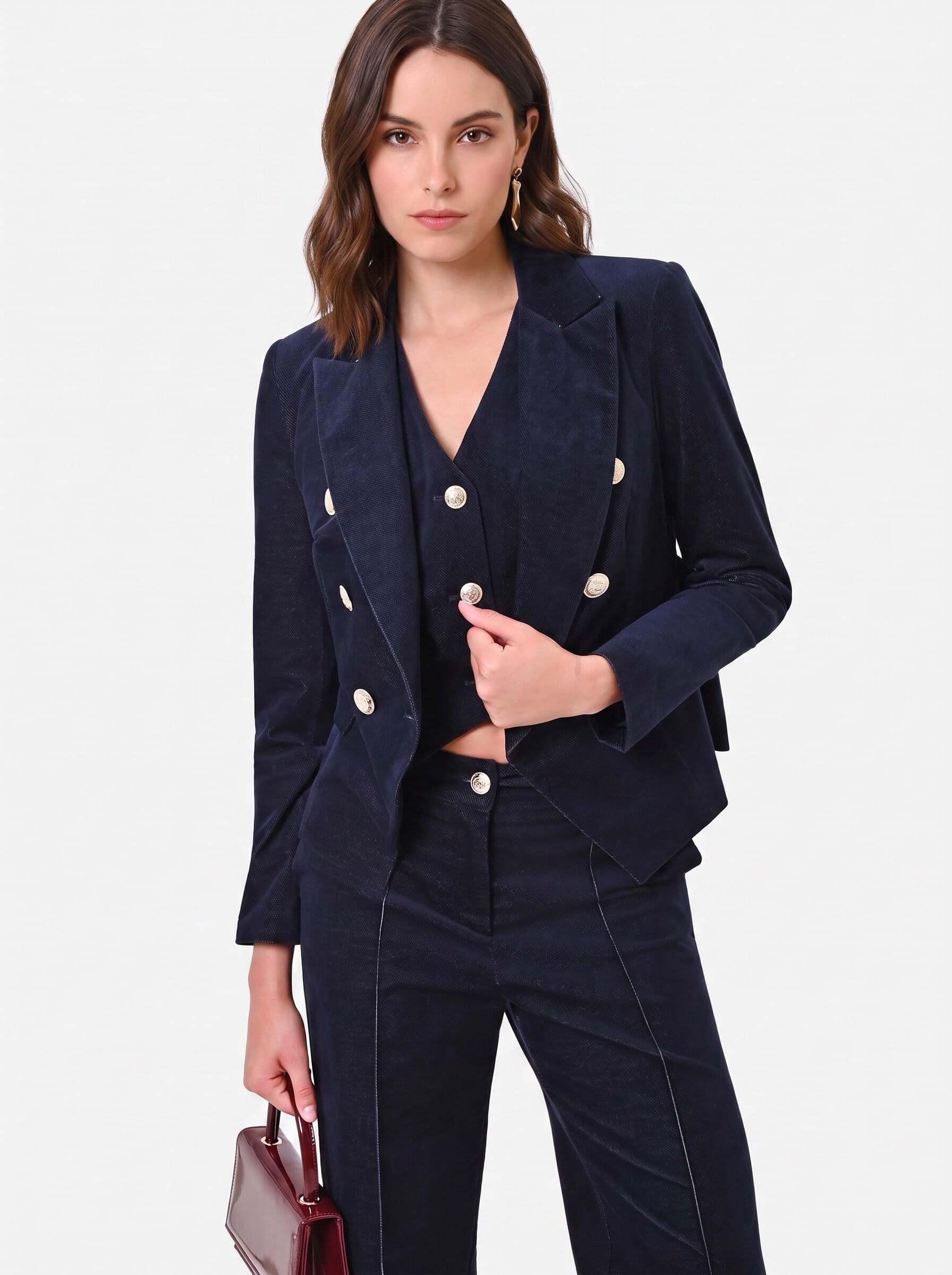 Rinascimento Short, Fitted Velour Blazer Jacket