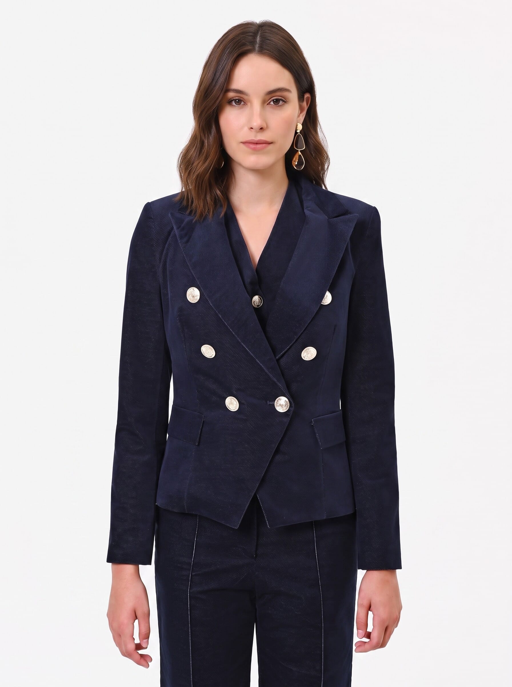 Rinascimento Short, Fitted Velour Blazer Jacket