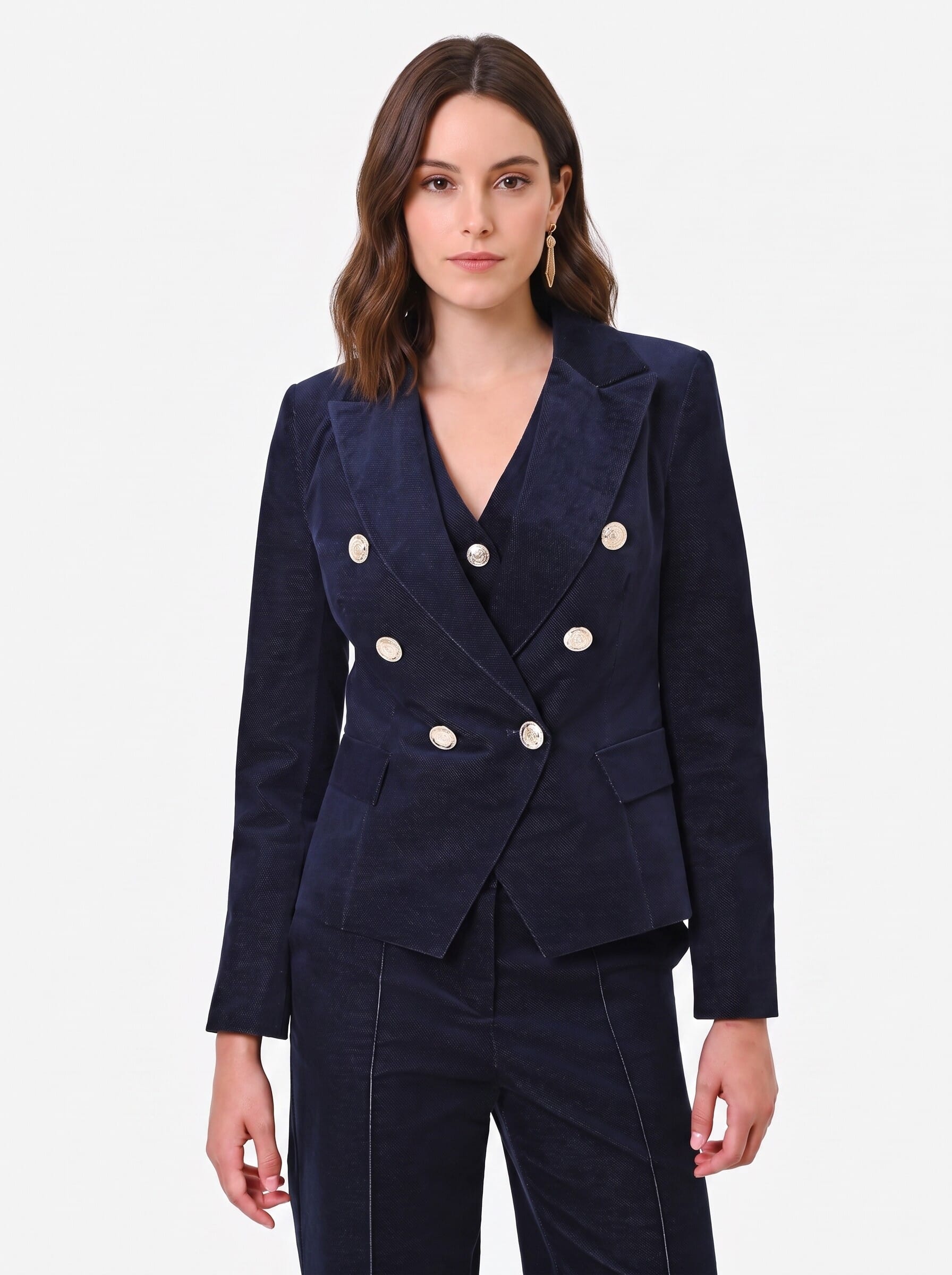 Rinascimento Short, Fitted Velour Blazer Jacket