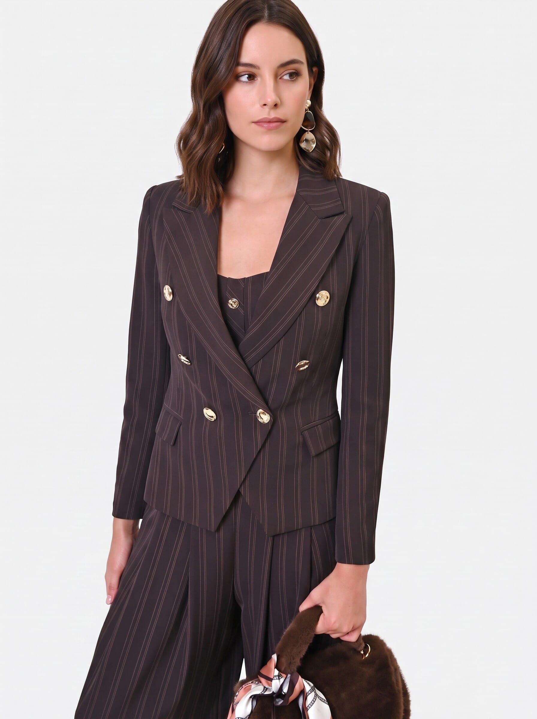 Giacca Blazer Corto E Sfiancato A Righe Multiple Rinascimento