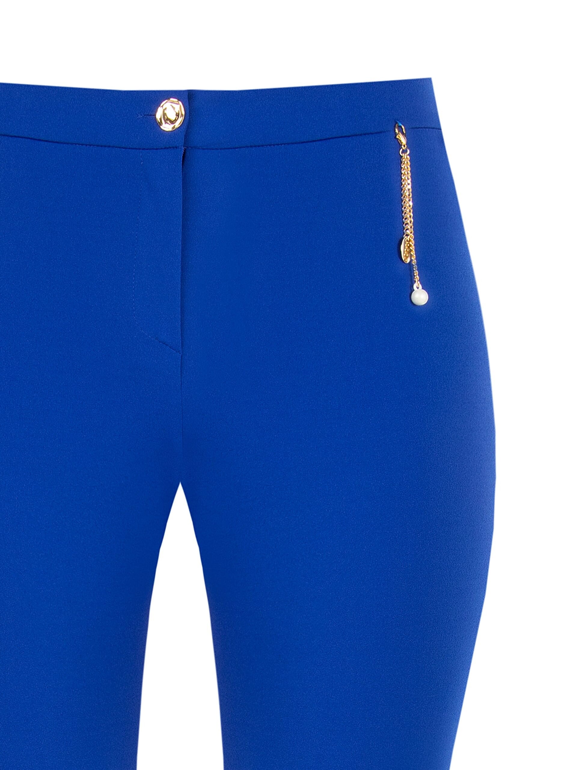 Pantaloni Curvy Dritti In Scuba Crepe Con Dettaglio Gioiello Catene E Perla Rinascimento Curvy