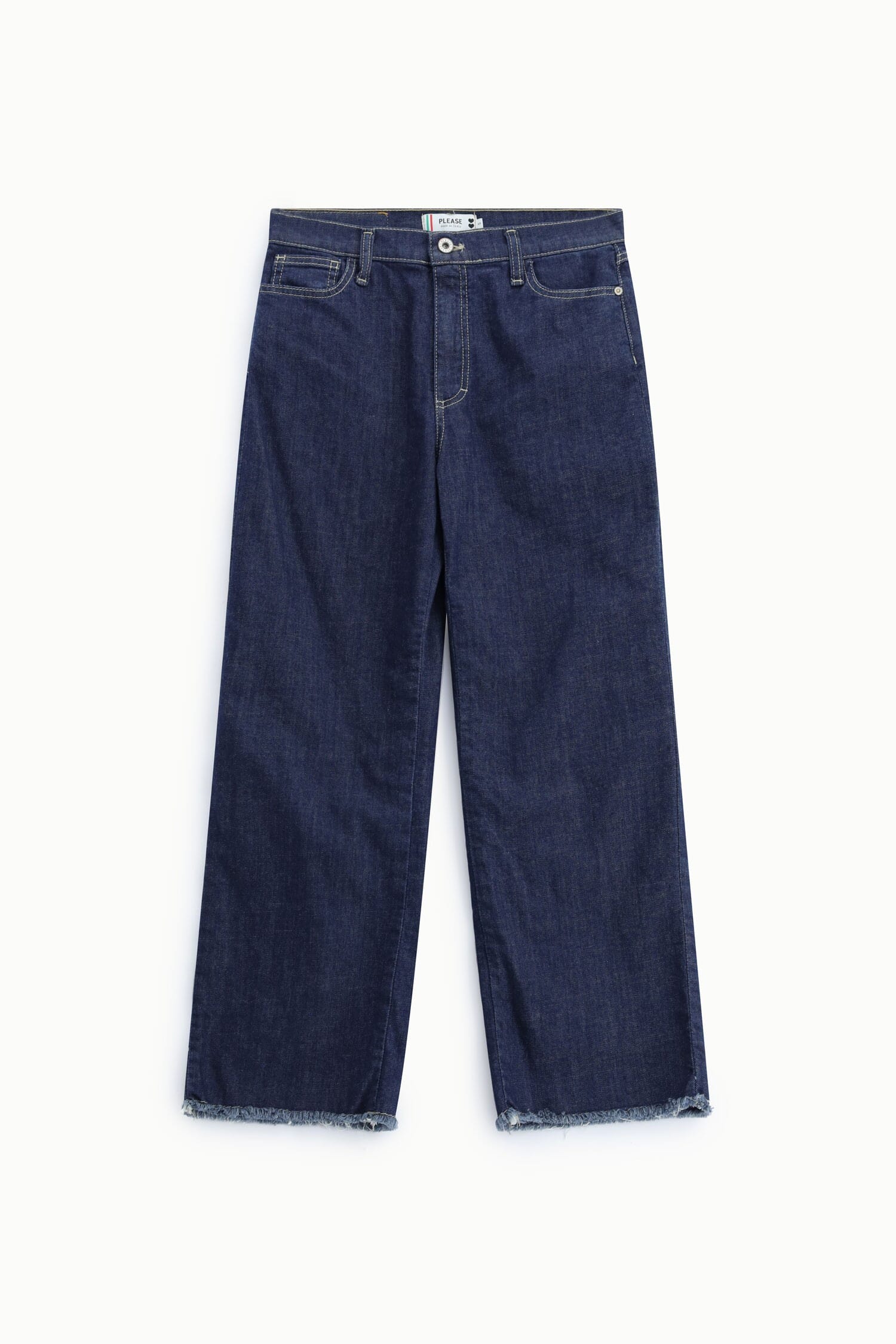 Jeans Five Tasche Con Fondo Sfrangiato Dritto Please