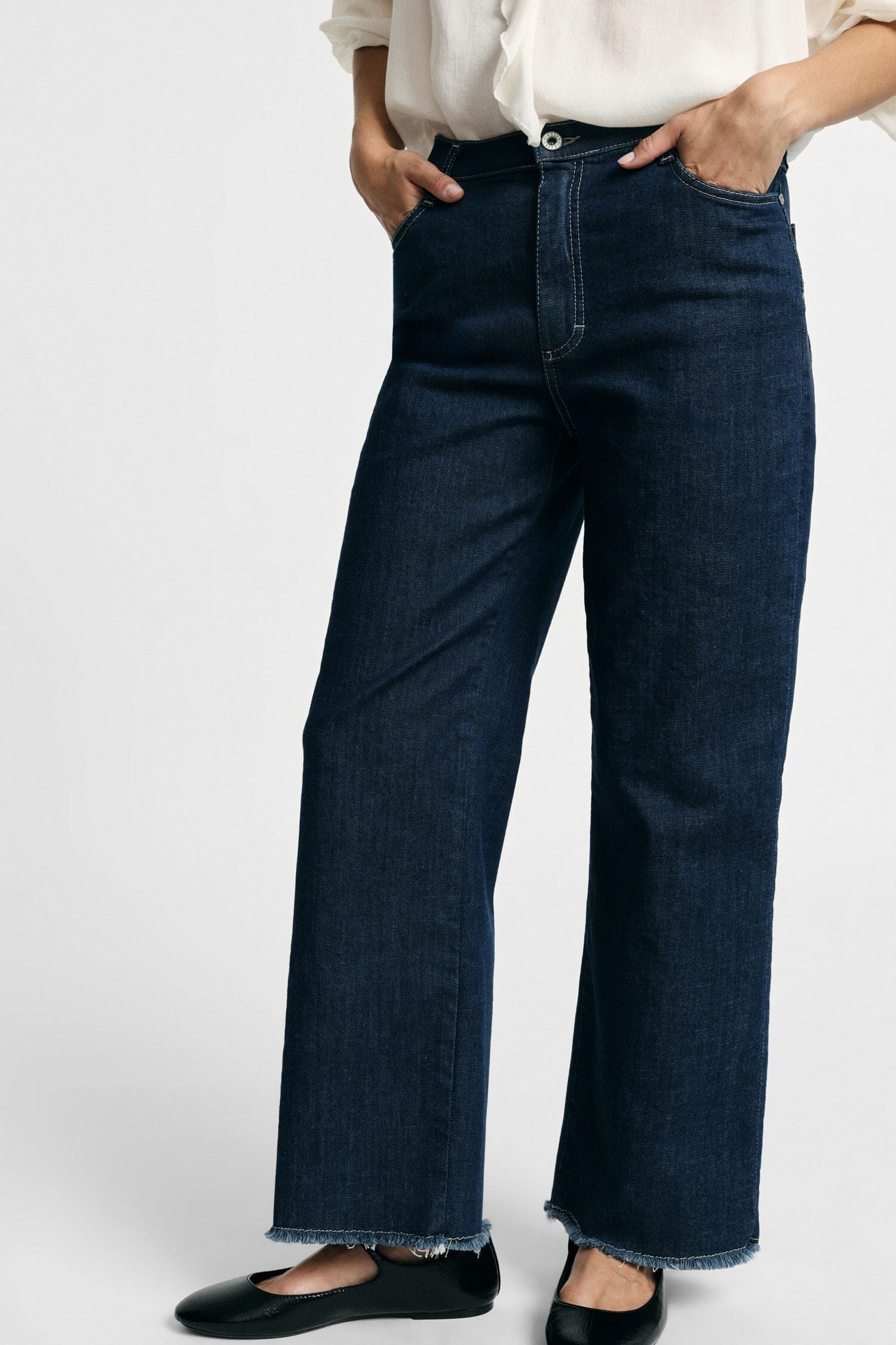 Jeans Five Tasche Con Fondo Sfrangiato Dritto Please