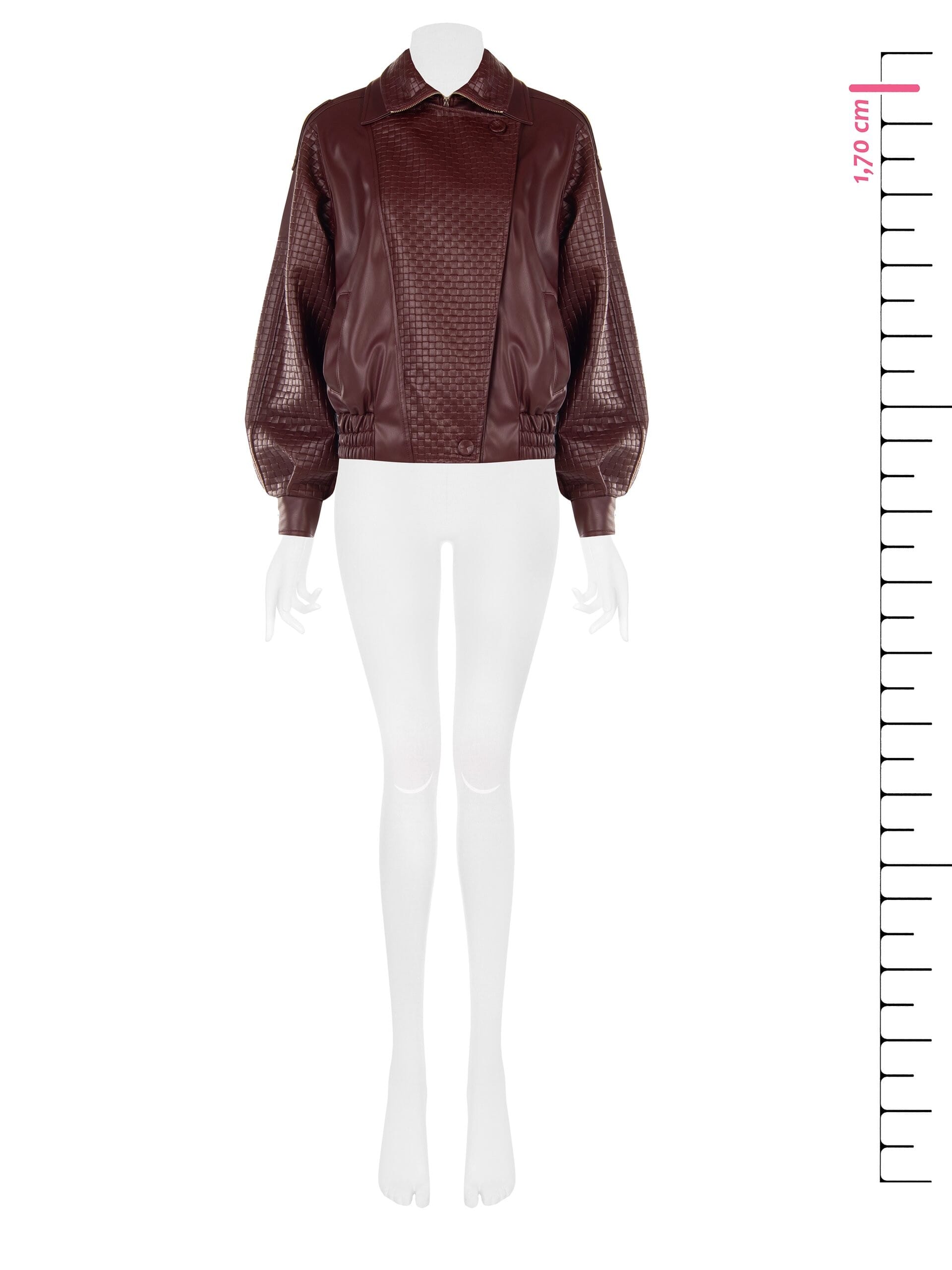 Rinascimento Faux Leather Bomber Jacket with Interwoven Check Pattern