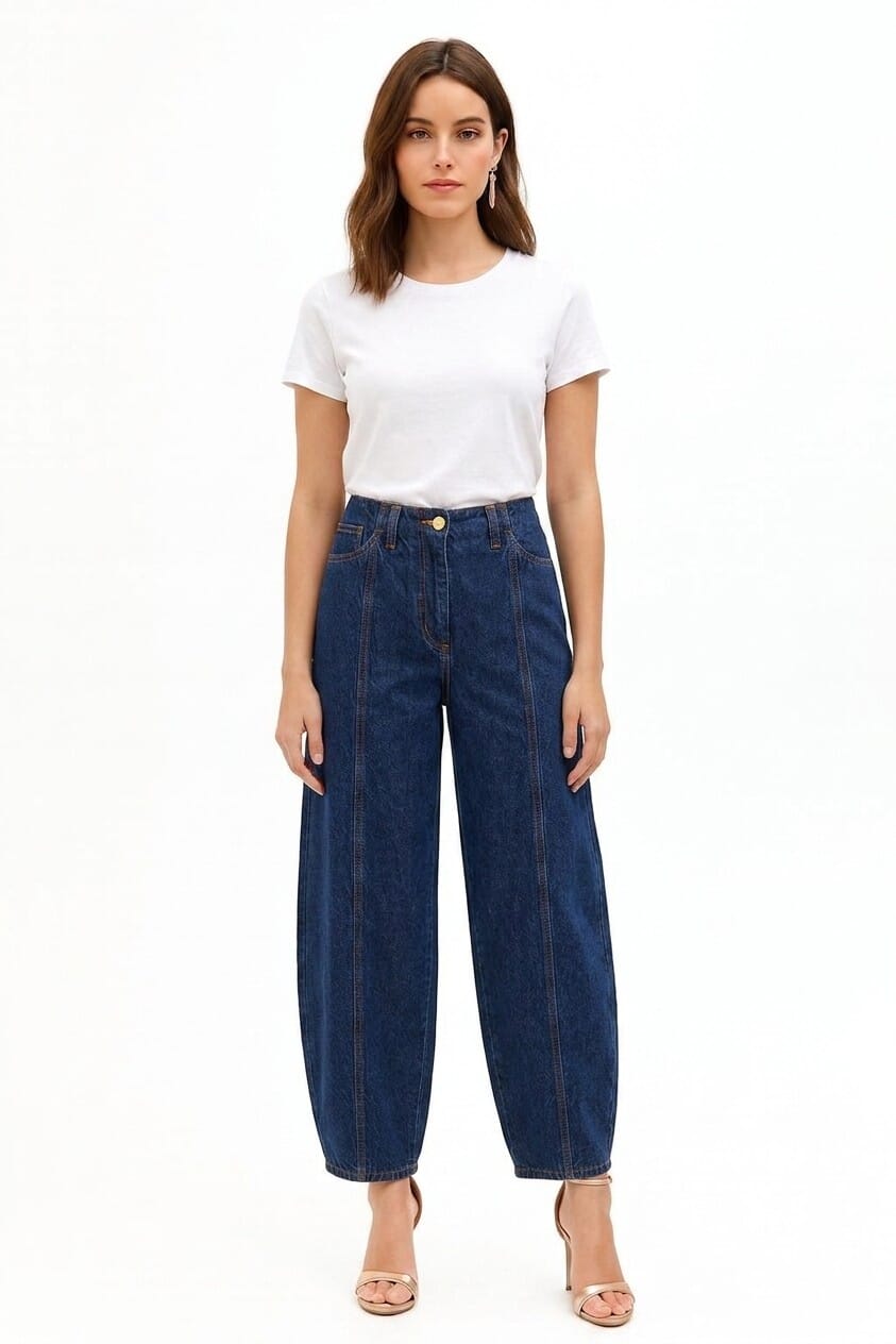 Rinascimento Balloon Jeans with Front Stitching