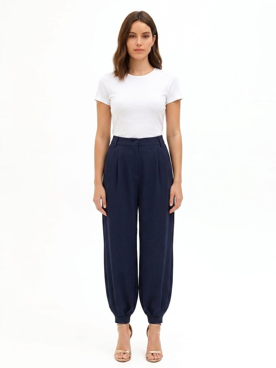 Pantalon ballon en mélange de viscose avec doubles pinces « Rinascimento »