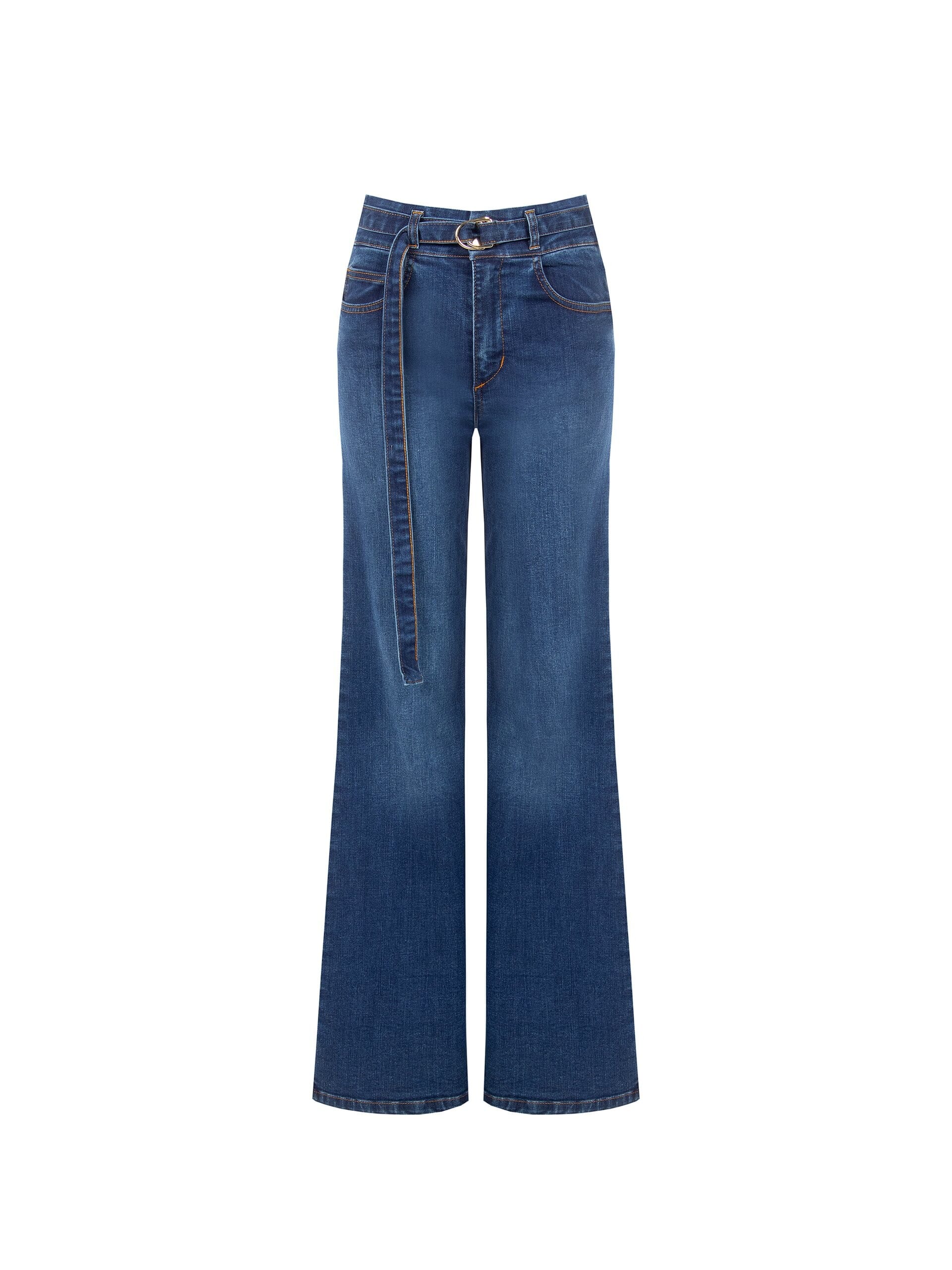 Jeans Wide Leg Elasticizzati Con Cintura Coordinata Rinascimento