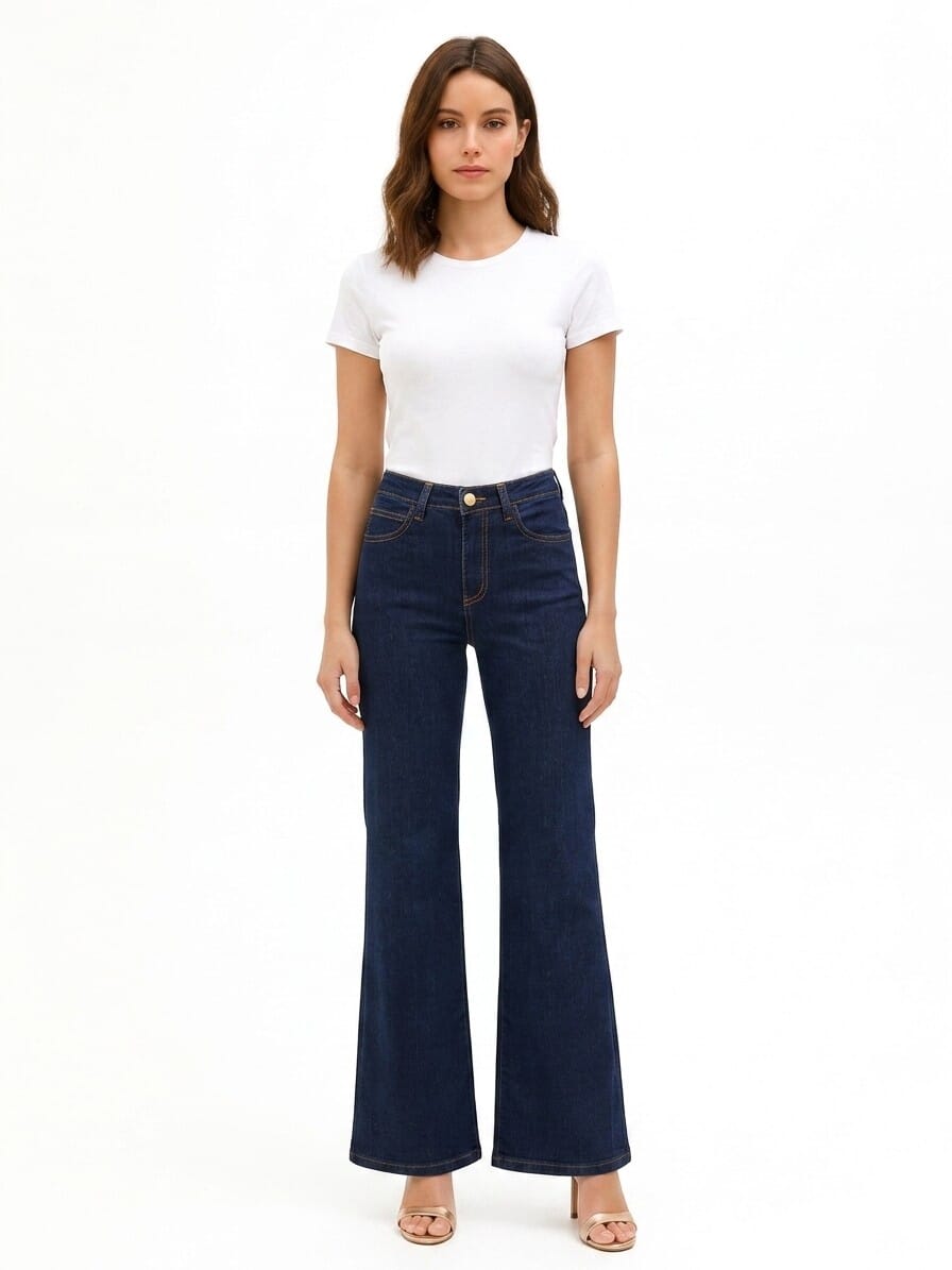 Wide-Leg Stretch Jeans, Zero Rinascimento Wash