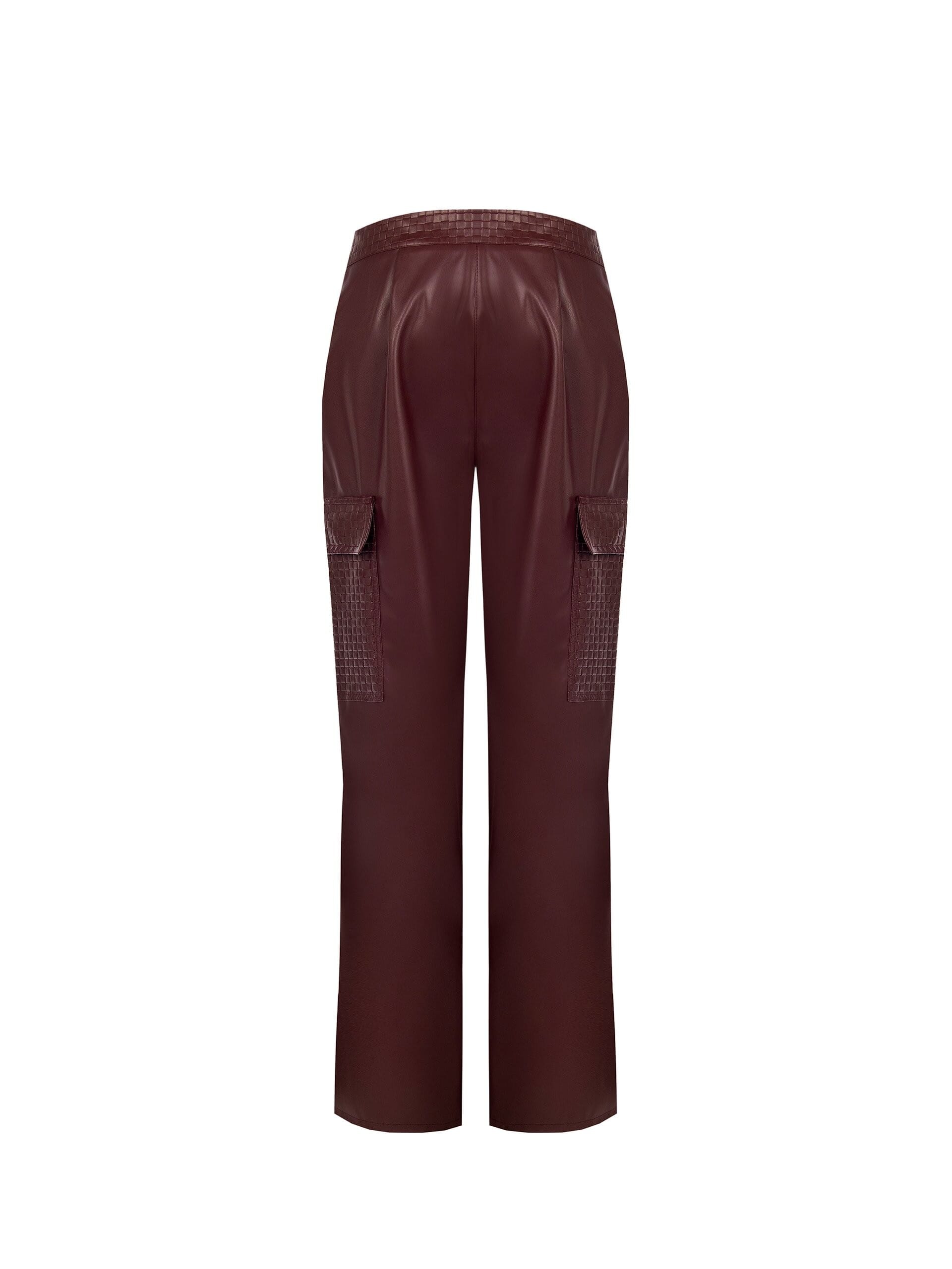 Pantalon cargo droit en simili-cuir avec motif à carreaux entrelacés « Rinascimento »