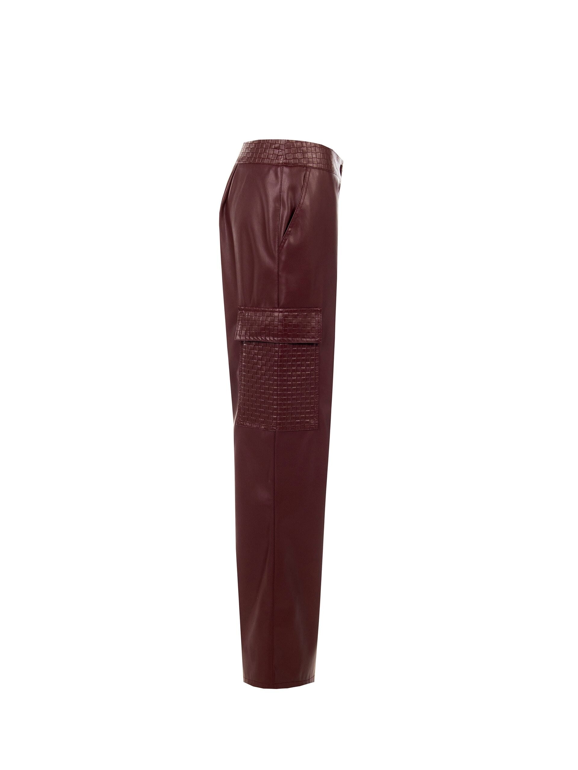 Pantalon cargo droit en simili-cuir avec motif à carreaux entrelacés « Rinascimento »