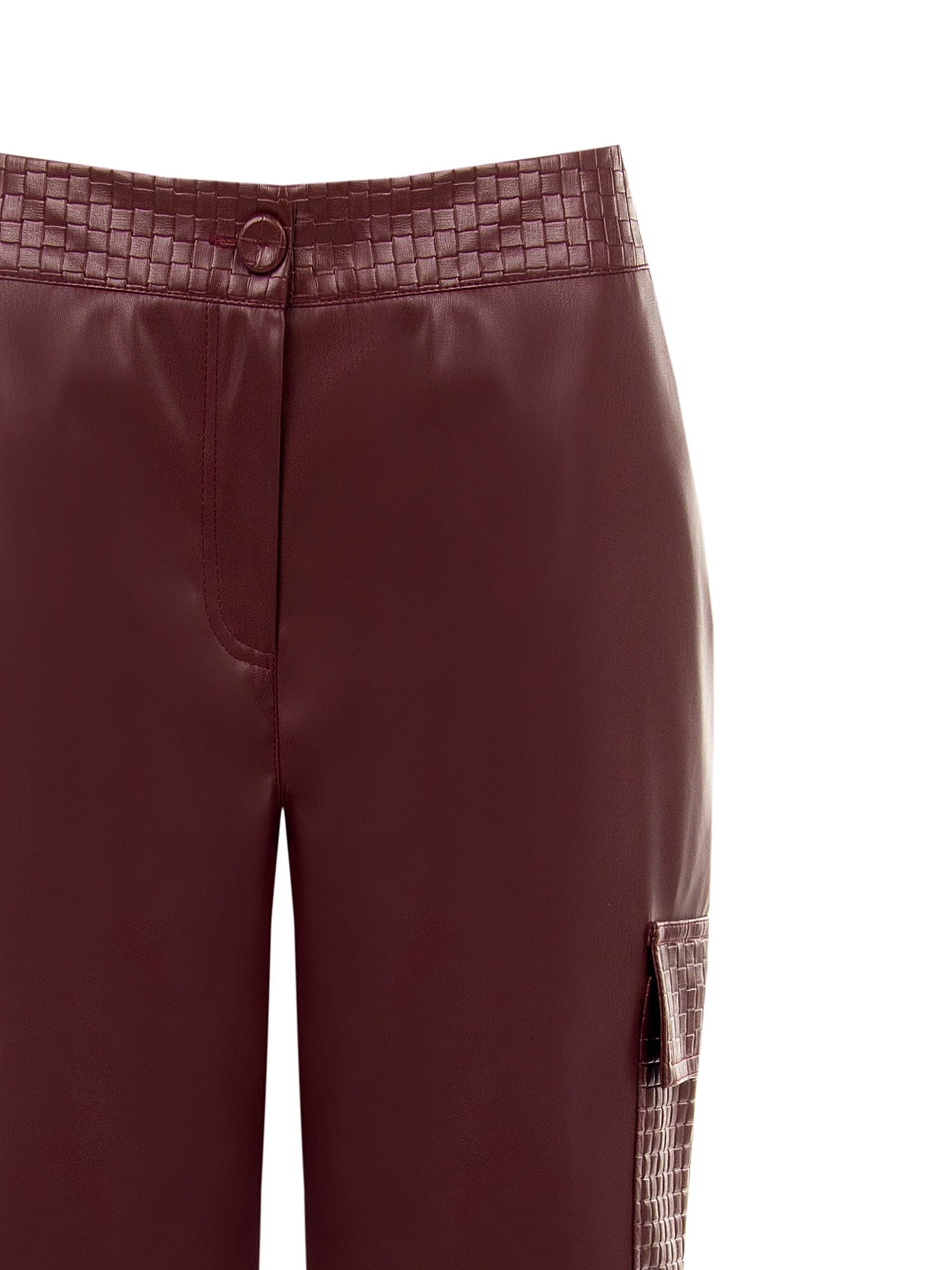 Pantalon cargo droit en simili-cuir avec motif à carreaux entrelacés « Rinascimento »