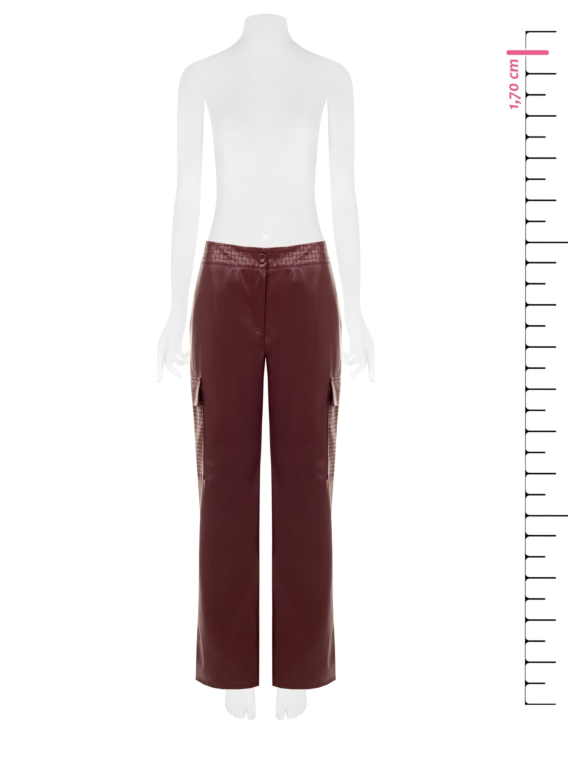 Pantalon cargo droit en simili-cuir avec motif à carreaux entrelacés « Rinascimento »