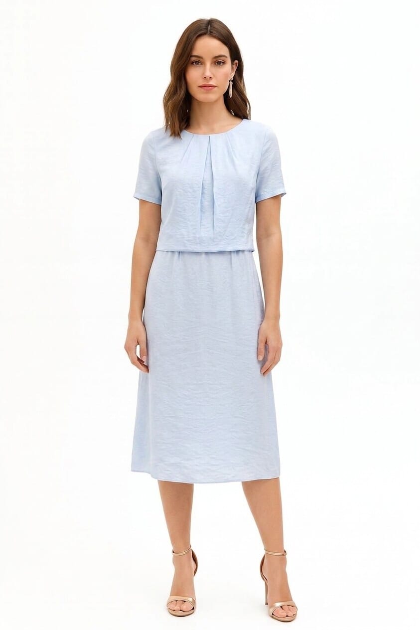 Rinascimento Midi Dress with a Two-Piece Look in a Slightly Crinkled Viscose Blend
