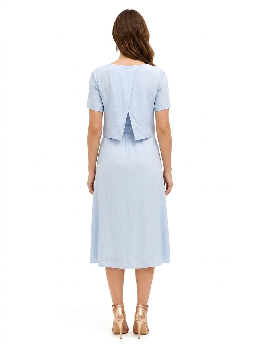 Rinascimento Midi Dress with a Two-Piece Look in a Slightly Crinkled Viscose Blend