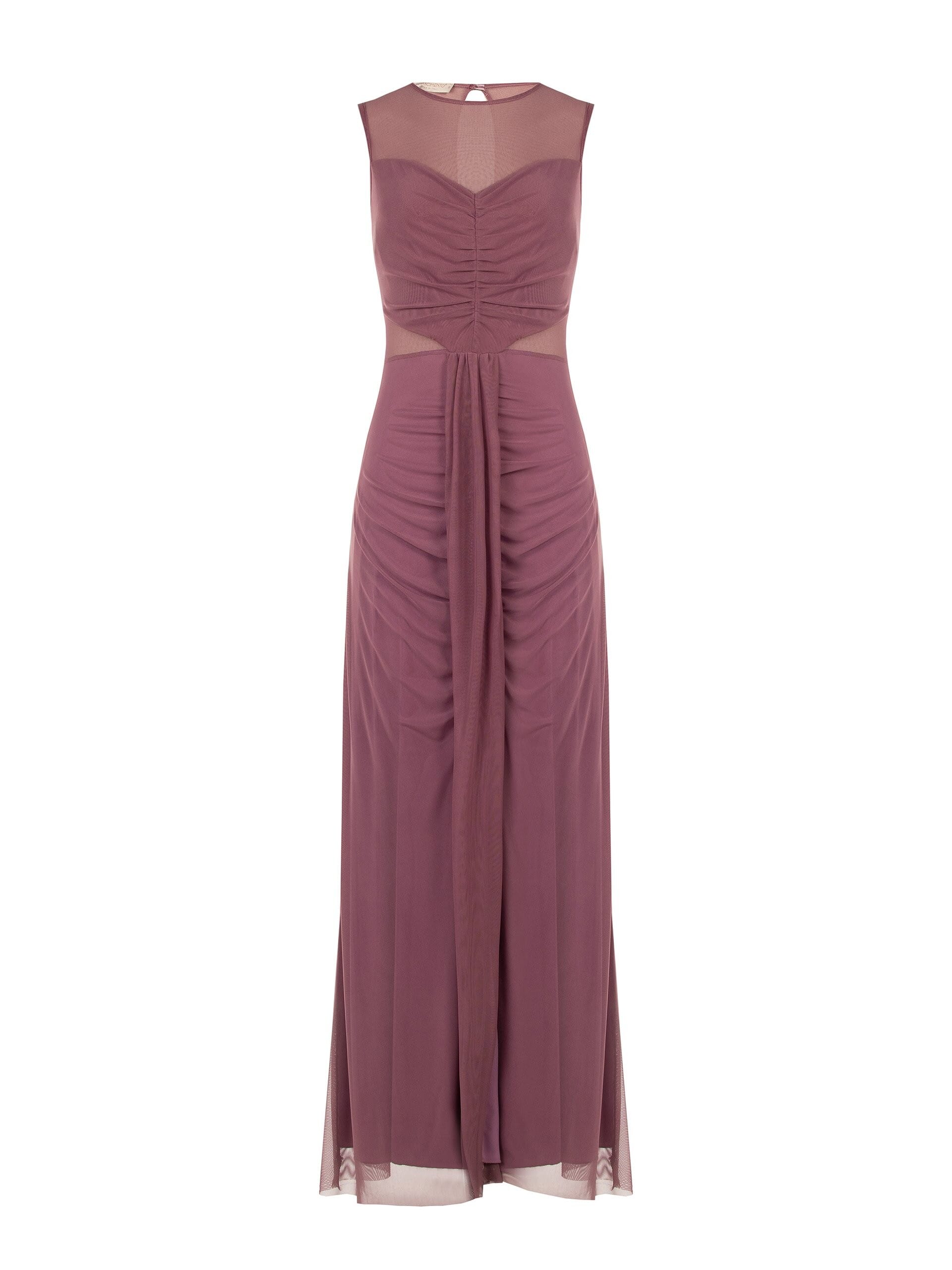 Rinascimento Long Stretch Mesh Dress with Semi-Transparent Details