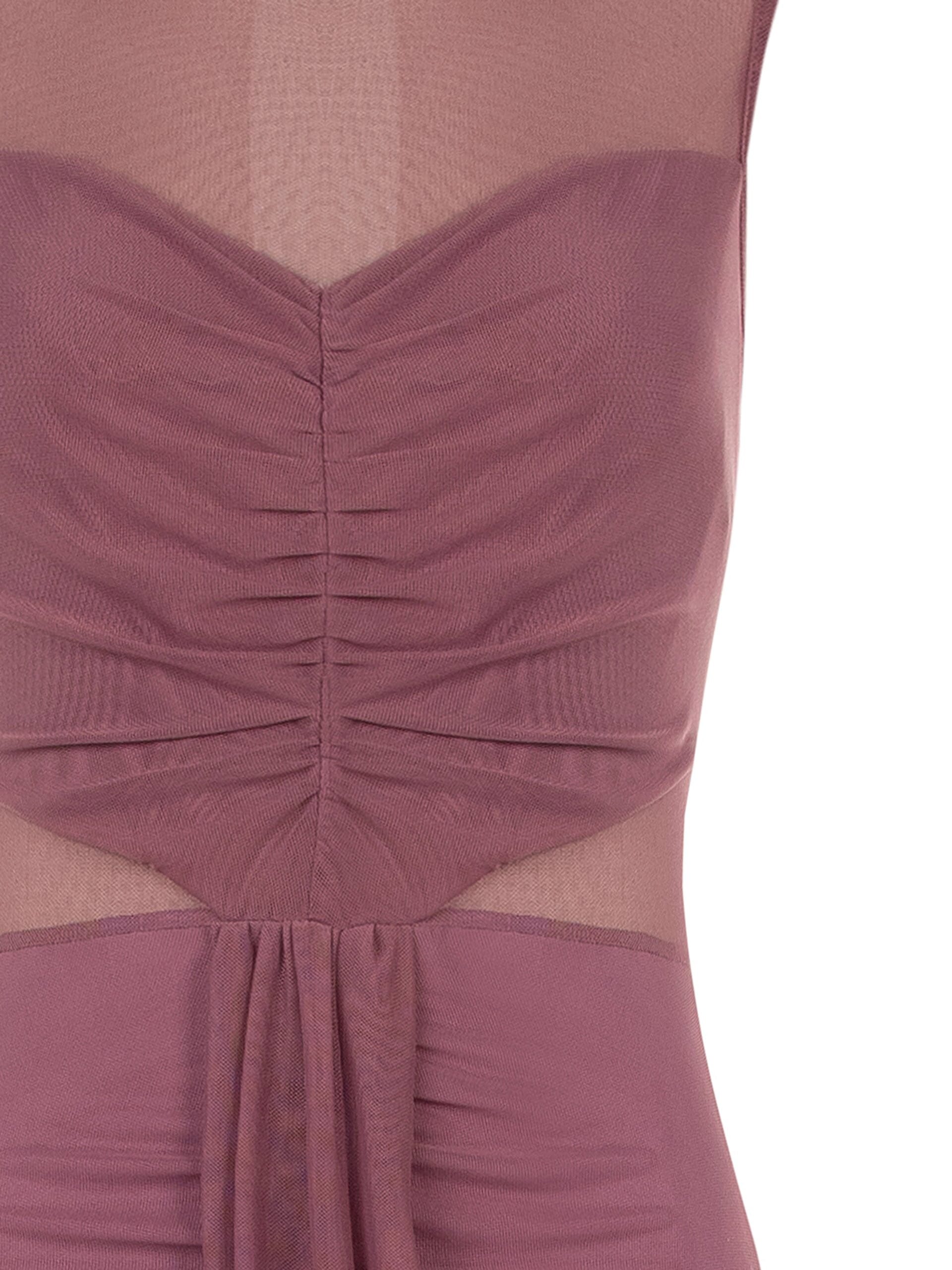 Rinascimento Long Stretch Mesh Dress with Semi-Transparent Details