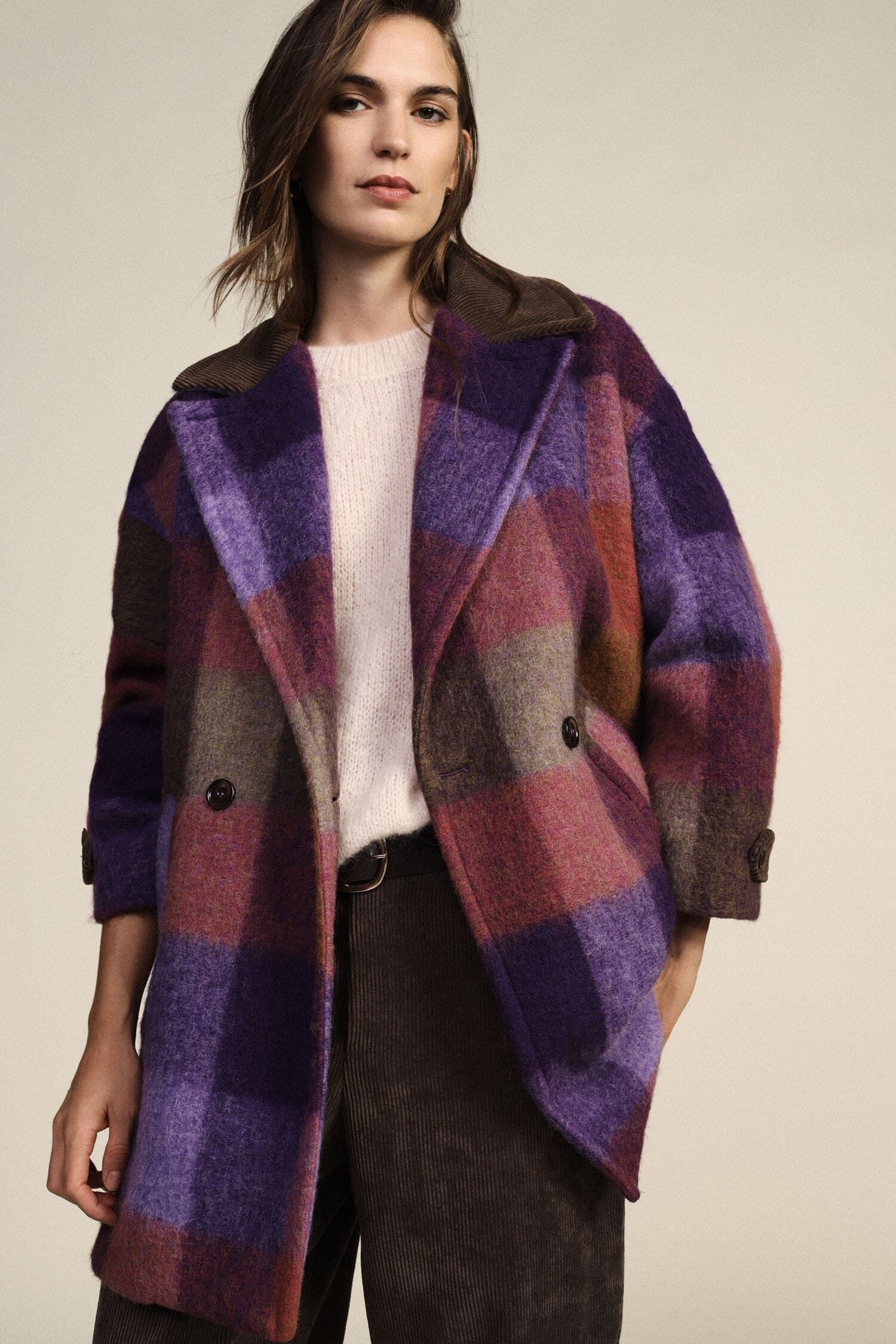 Manteau à carreaux à double boutonnage Dixie