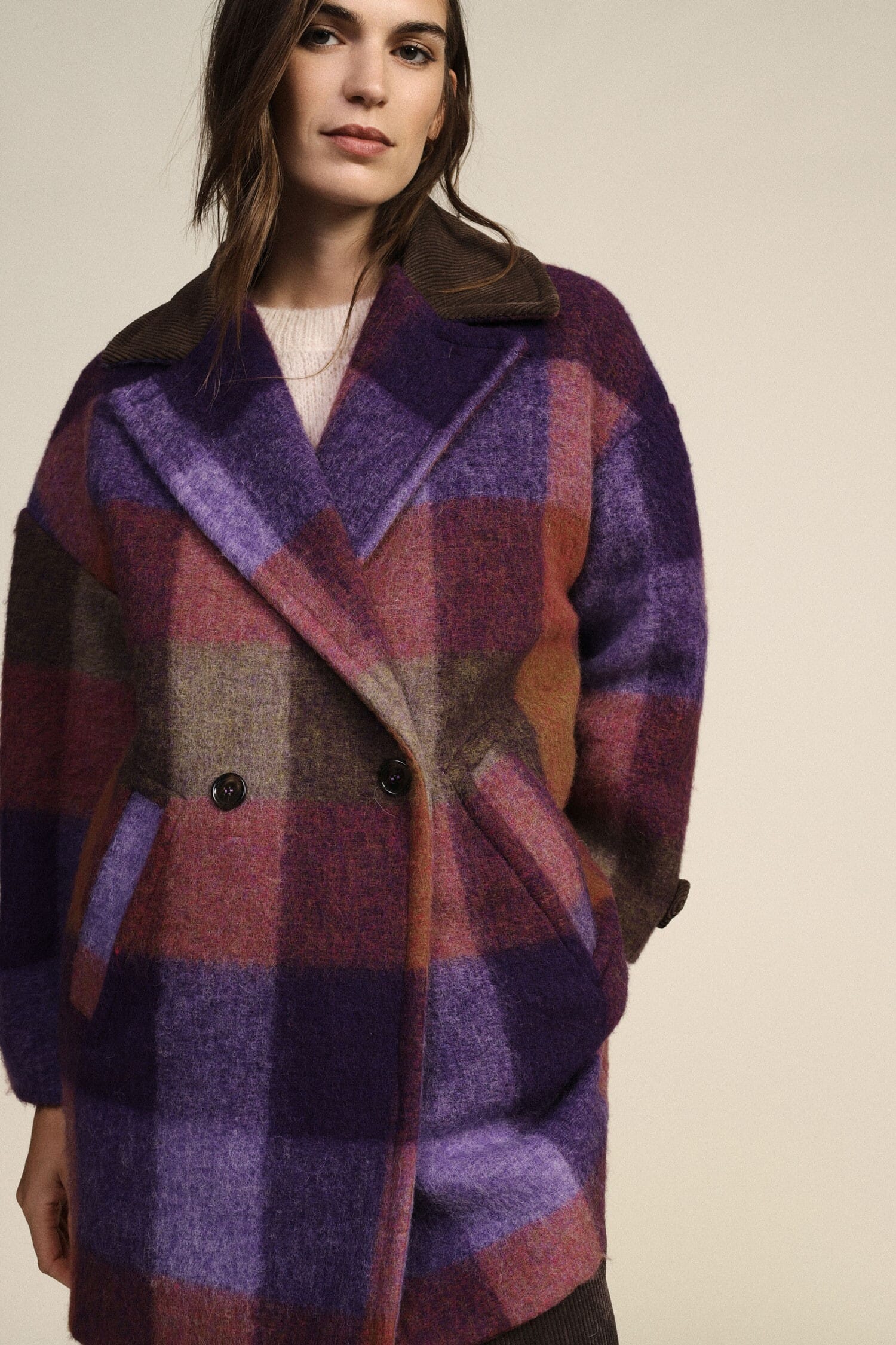 Manteau à carreaux à double boutonnage Dixie
