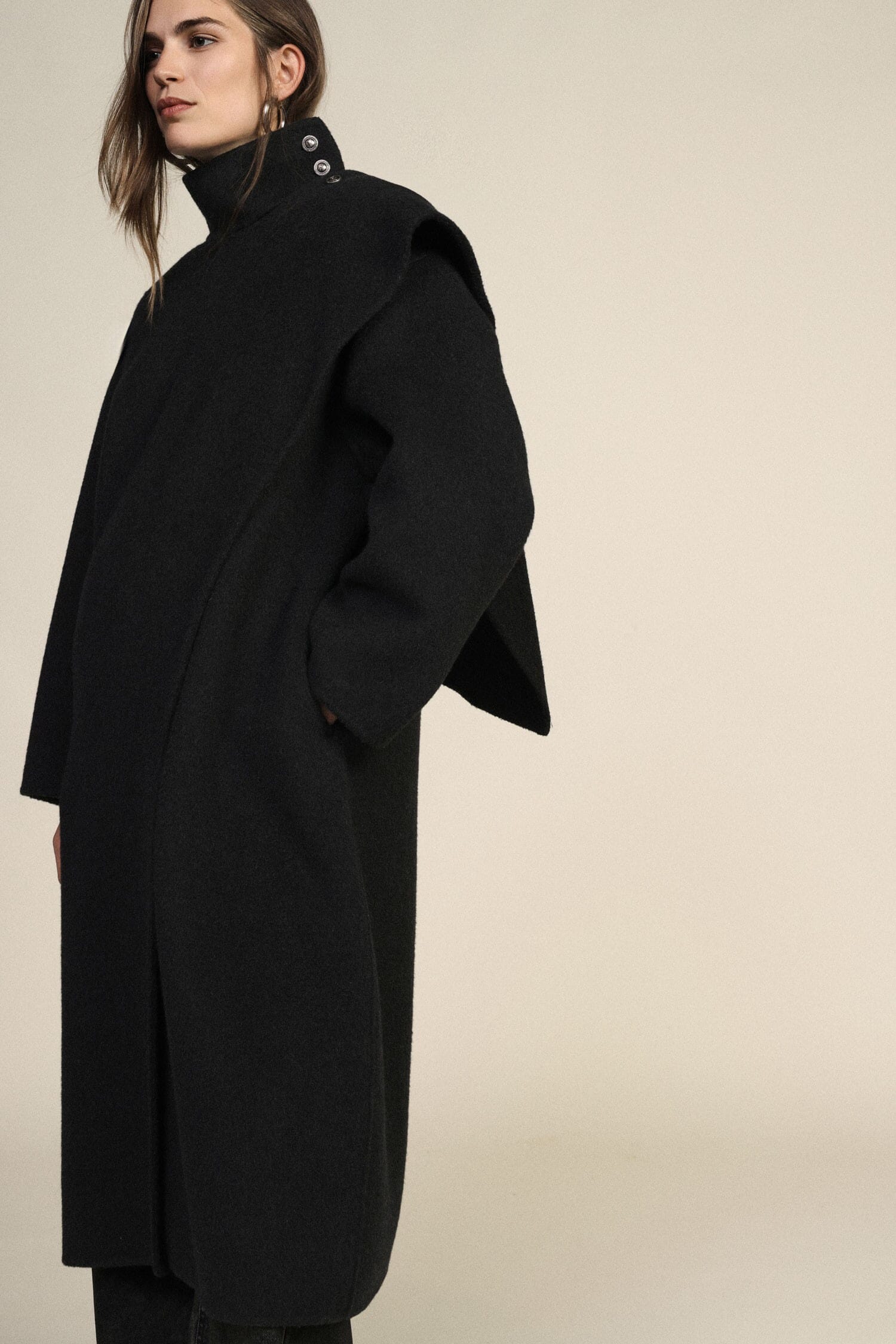 Manteau long à col montant et boutonnage « Dixie »