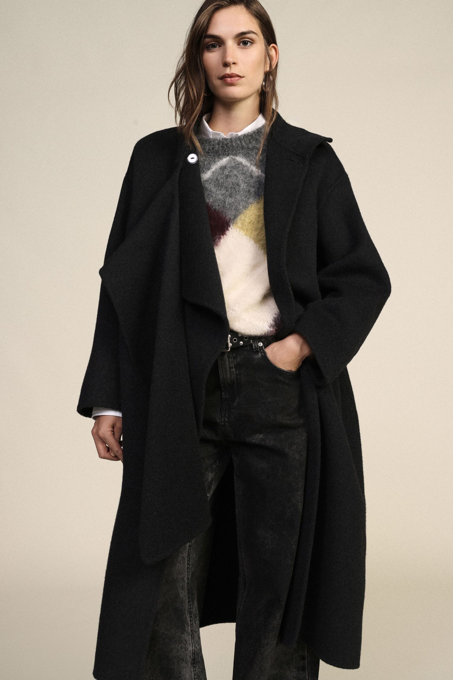 Manteau long à col montant et boutonnage « Dixie »
