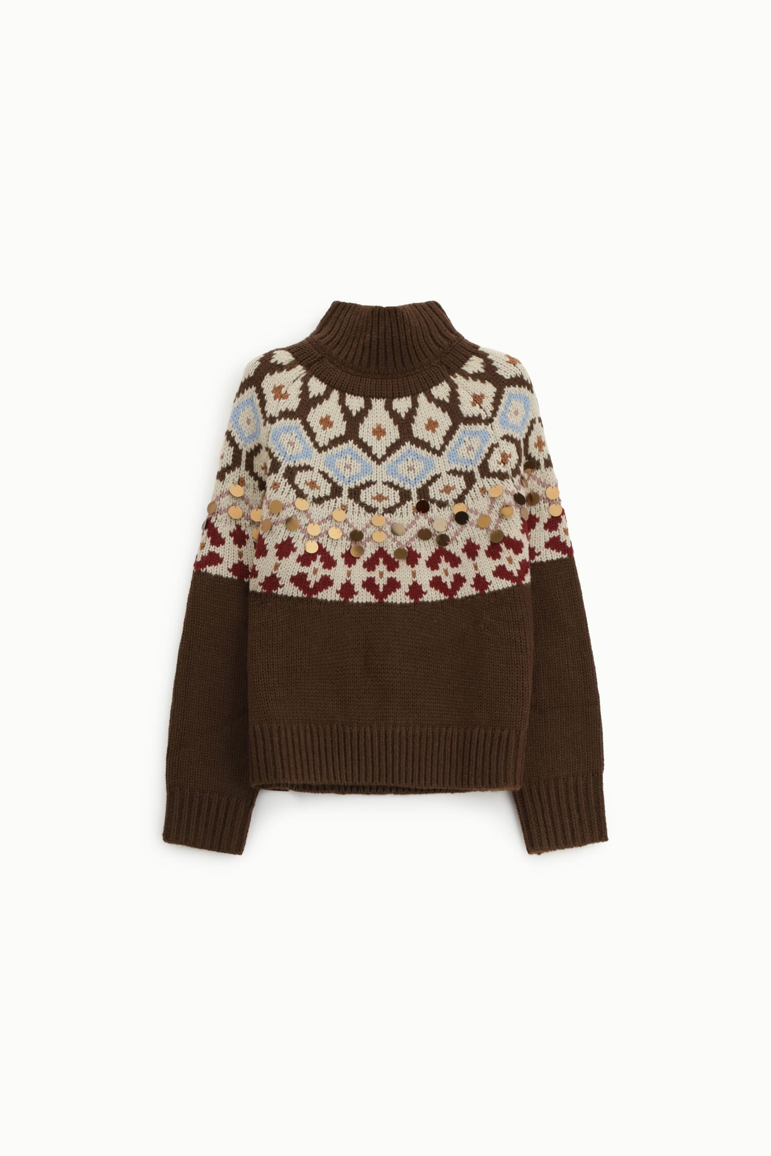 Dixie Jacquard Crew-Neck Jumper with Metallic Embellishments