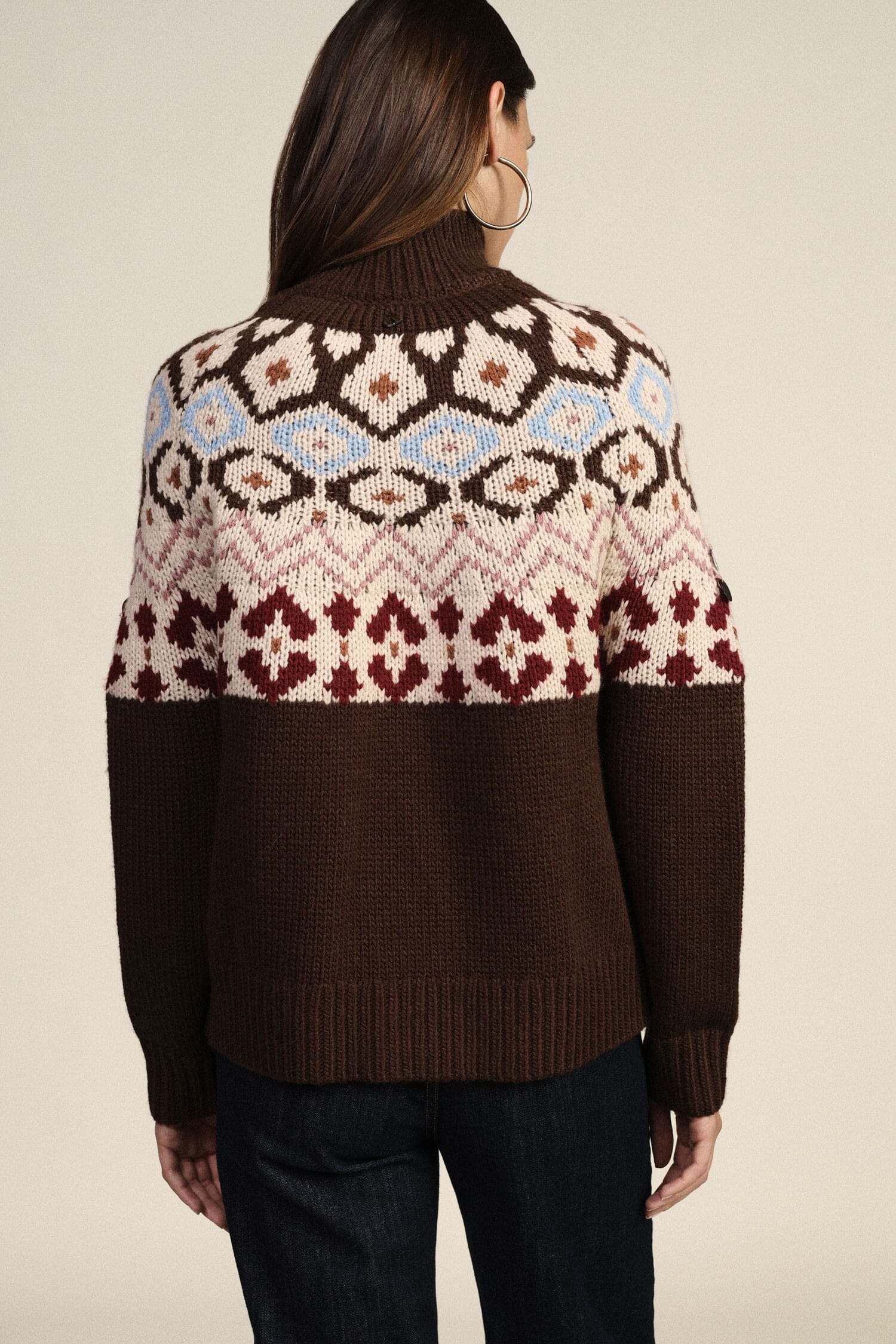 Dixie Jacquard Crew-Neck Jumper with Metallic Embellishments