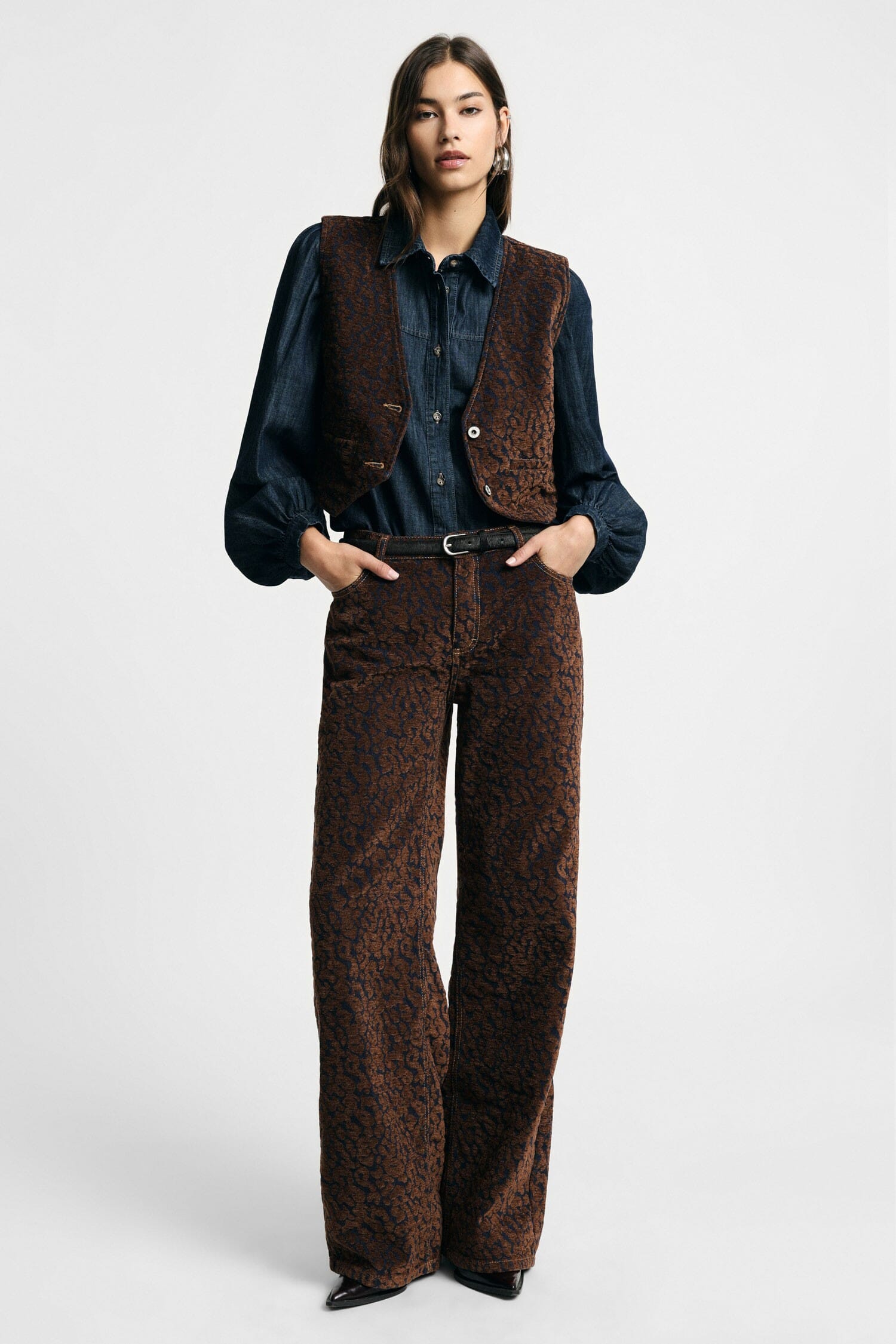 Pantaloni Palazzo Stampa Animalier Vita Alta Please