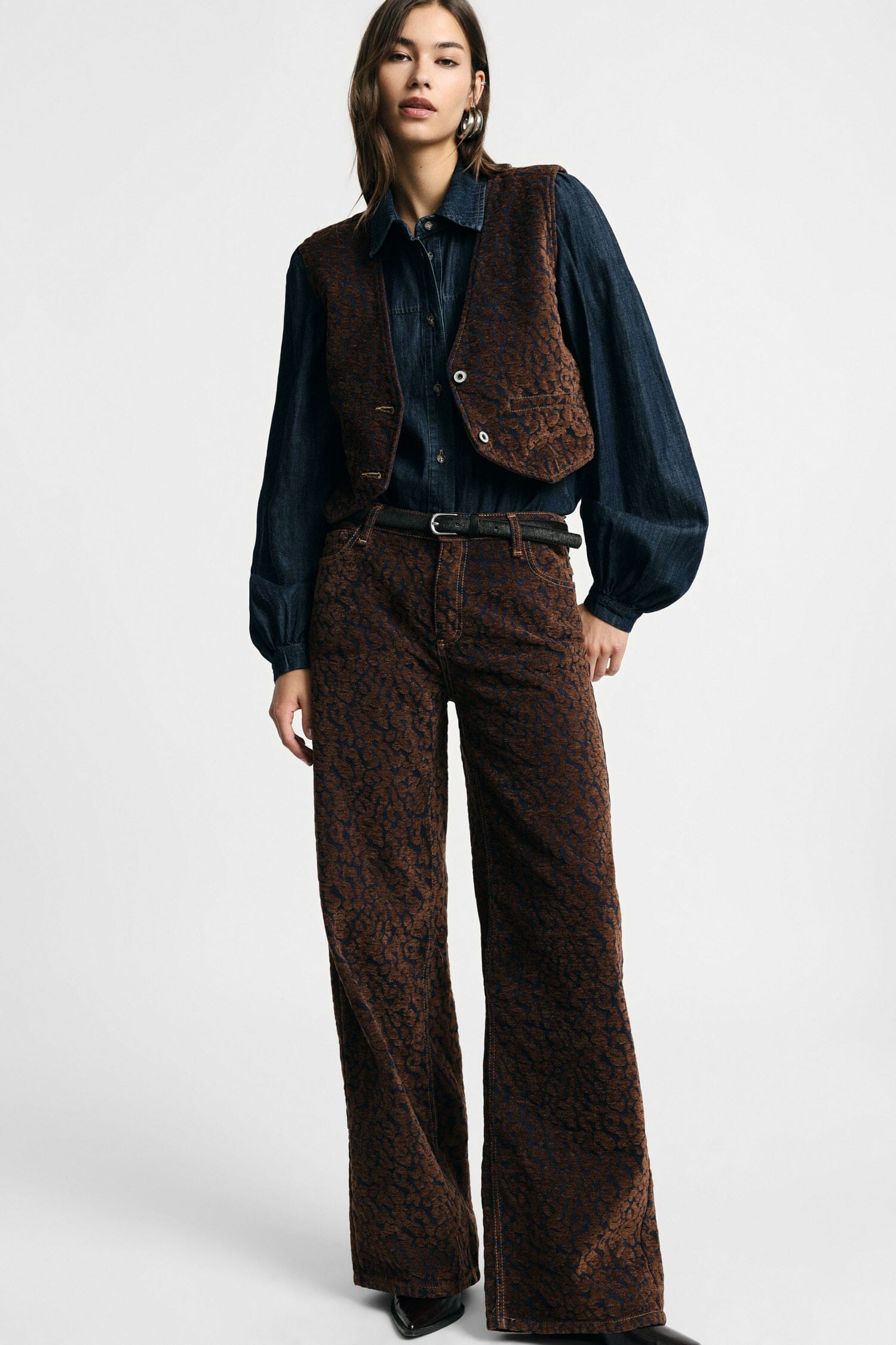 Pantaloni Palazzo Stampa Animalier Vita Alta Please