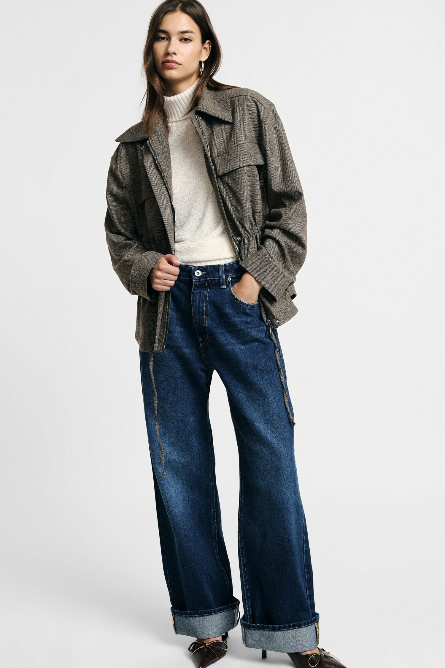 Jeans Ampi A Vita Alta Con Fondo Risvoltato Please