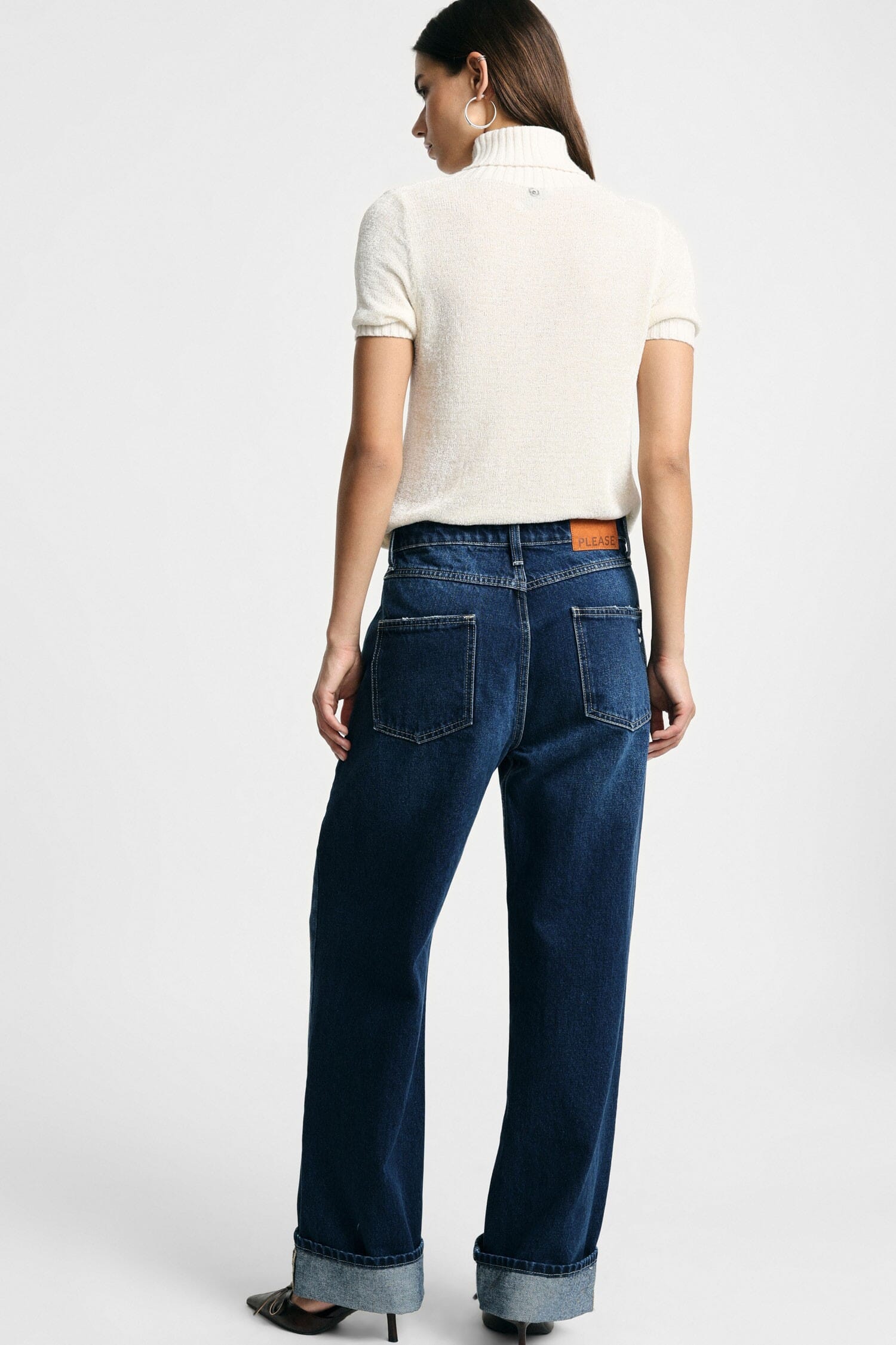 Jeans Ampi A Vita Alta Con Fondo Risvoltato Please