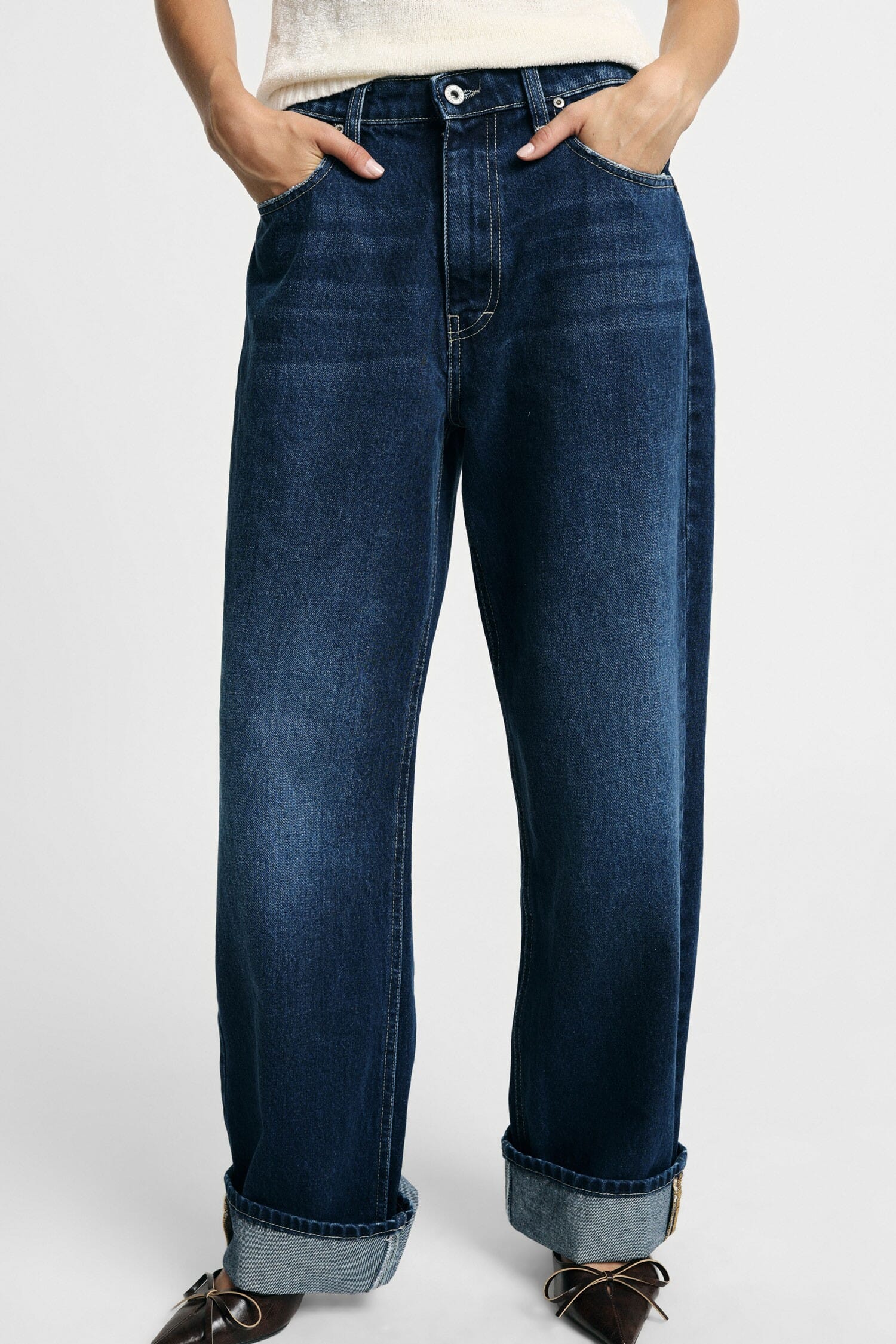 Jeans Ampi A Vita Alta Con Fondo Risvoltato Please