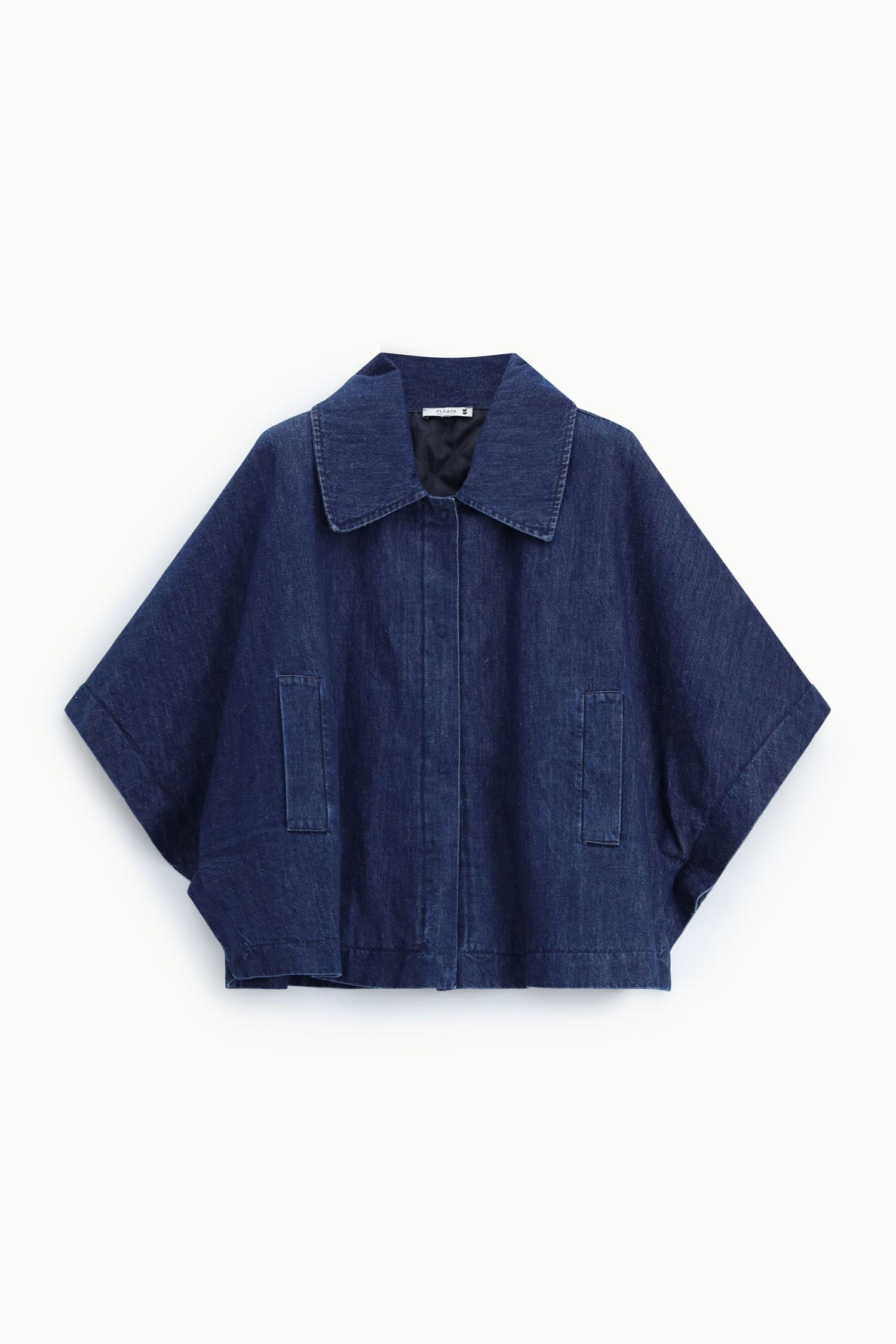 Denim Jacket with Wide Sleeves and Buttons – Please