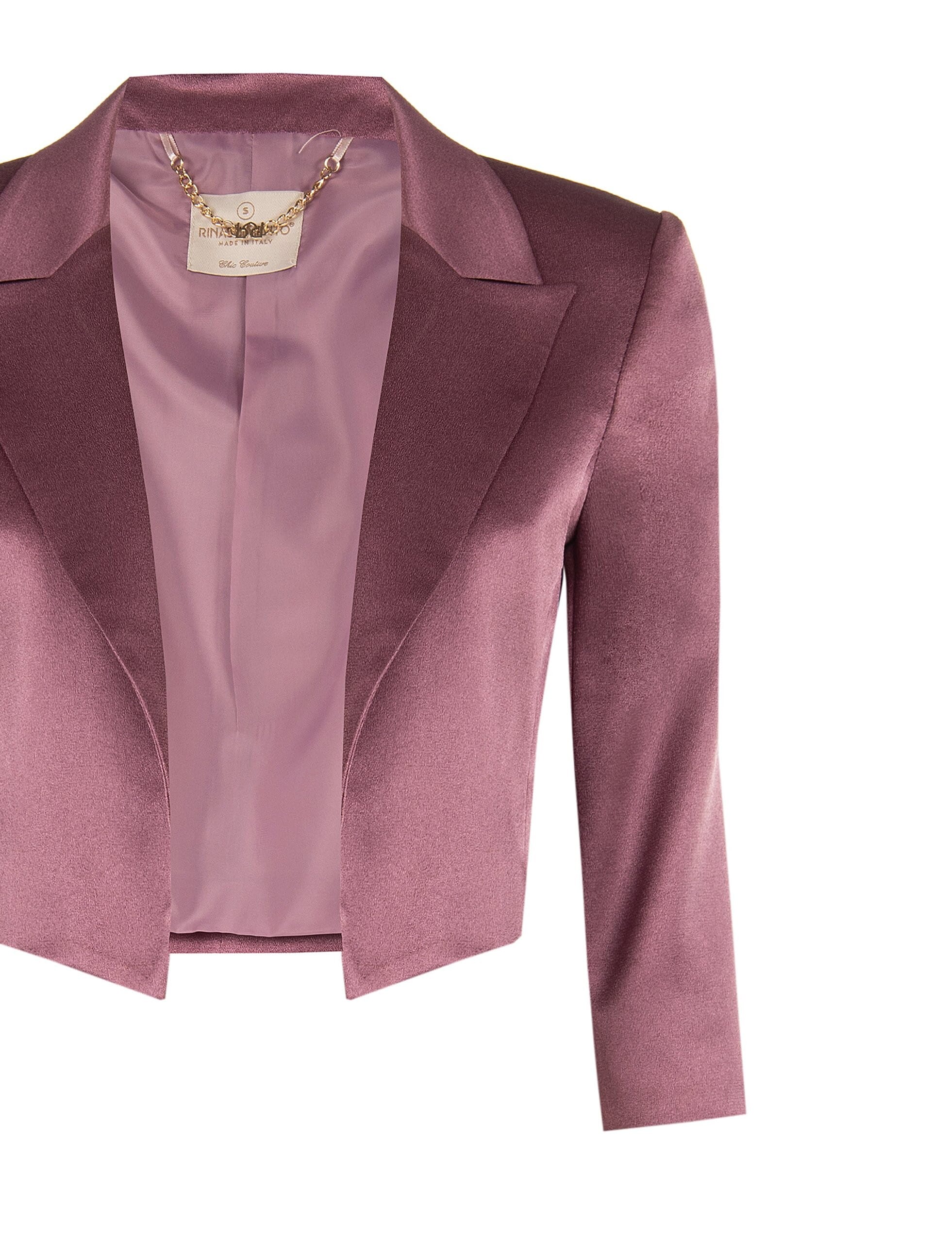 Veste Spencer courte et ouverte en satin avec revers de style Rinascimento