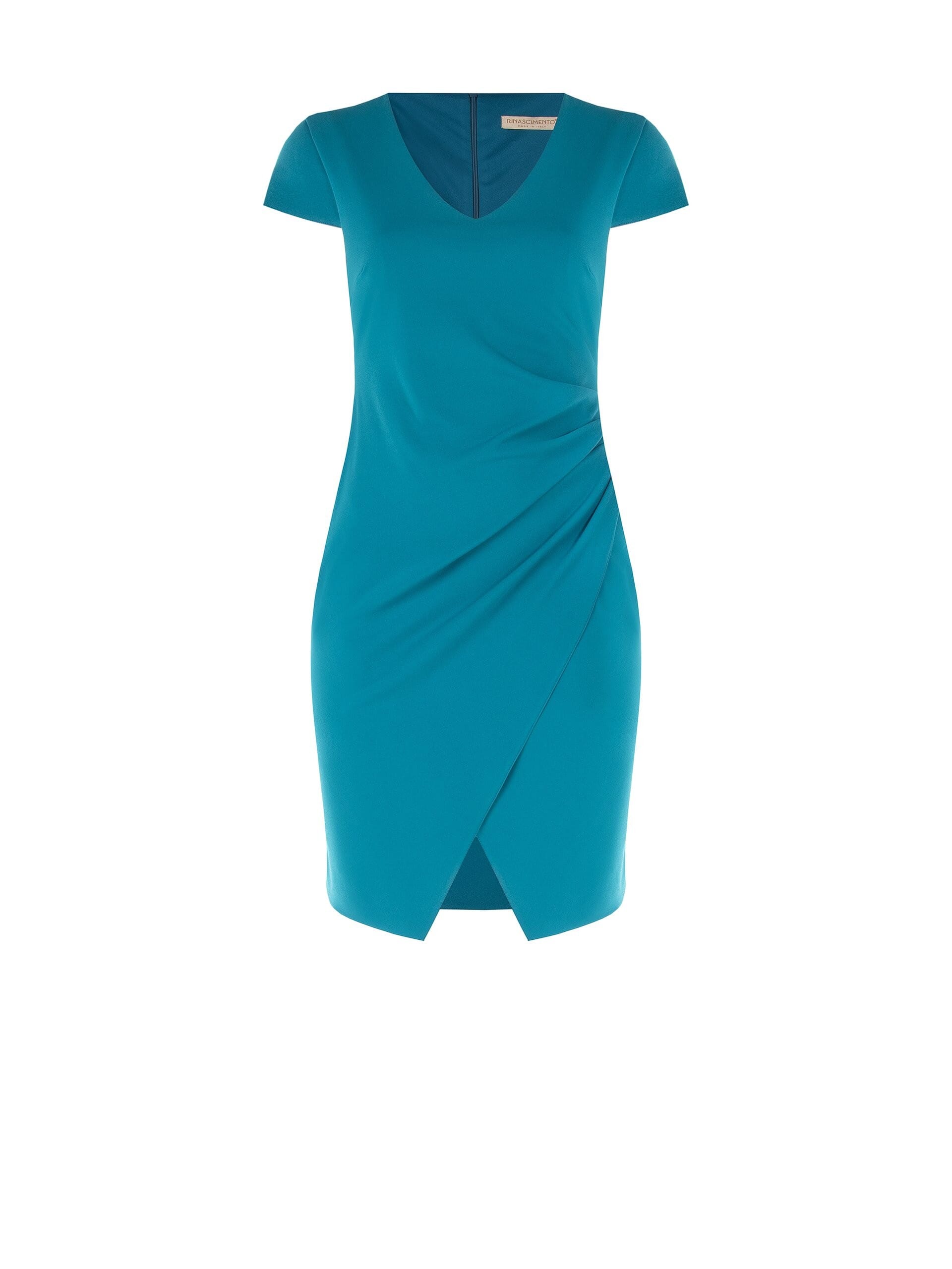 Abito Curvy A Tubino In Scuba Crepe Con Scollo A V Arricciato Su Un Lato Rinascimento Curvy