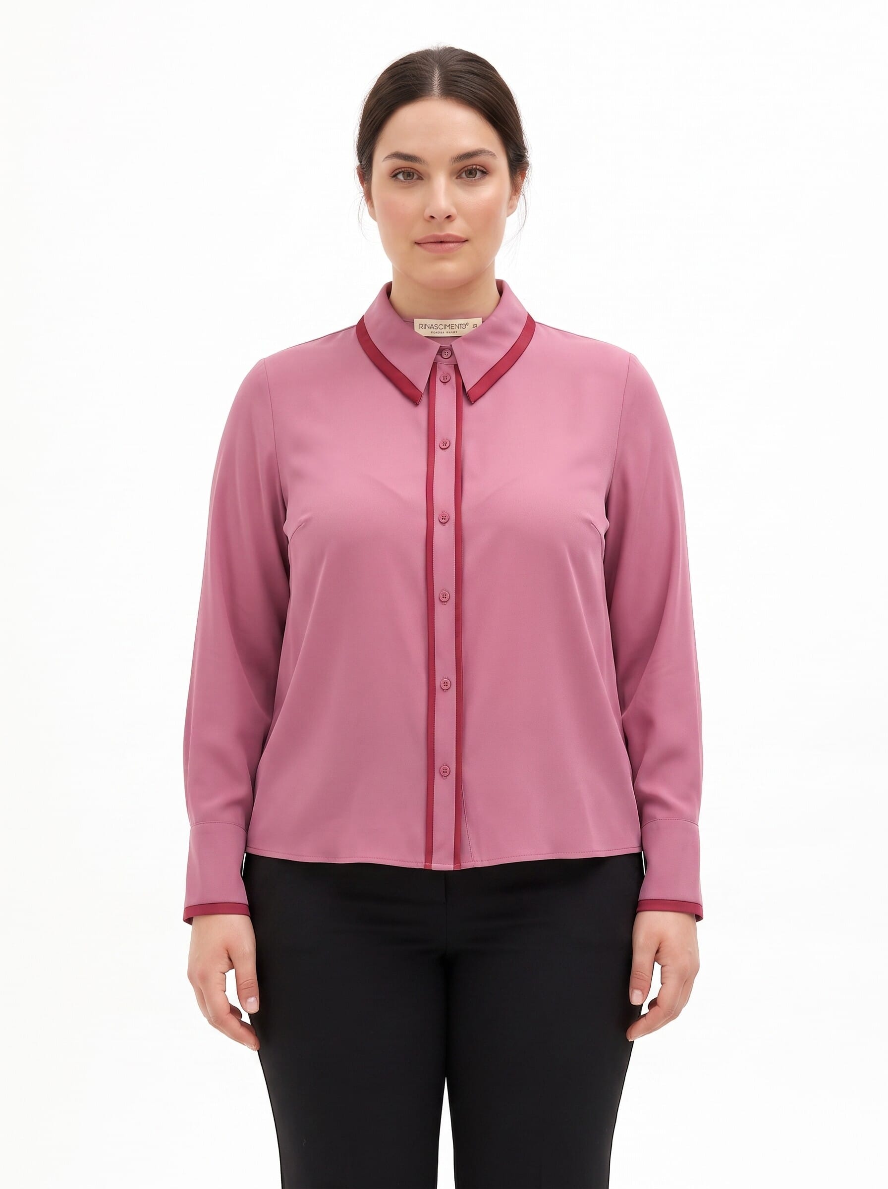 Camicia Curvy In Raso Opaco Con Dettagli A Contrasto Rinascimento Curvy