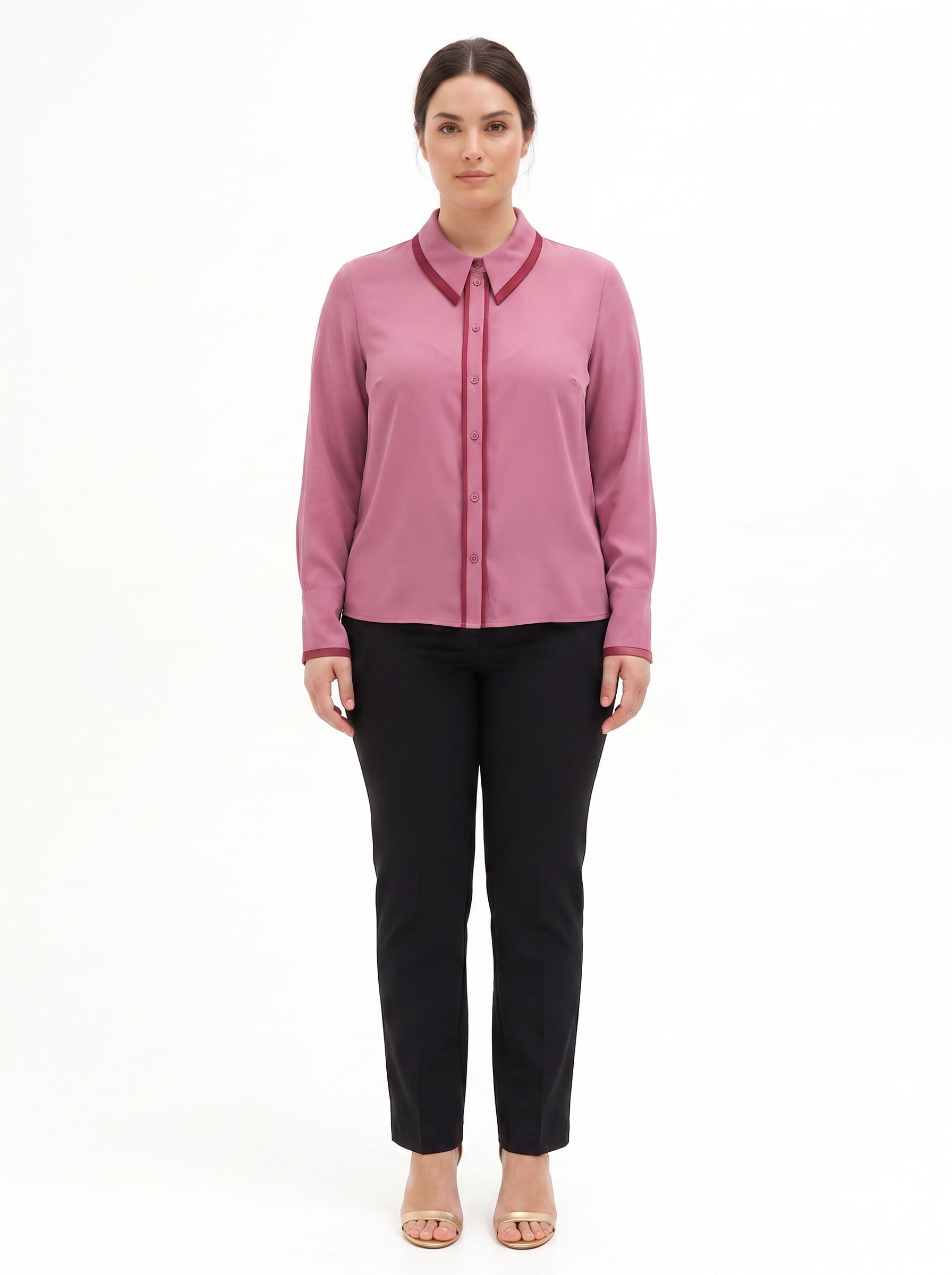 Camicia Curvy In Raso Opaco Con Dettagli A Contrasto Rinascimento Curvy