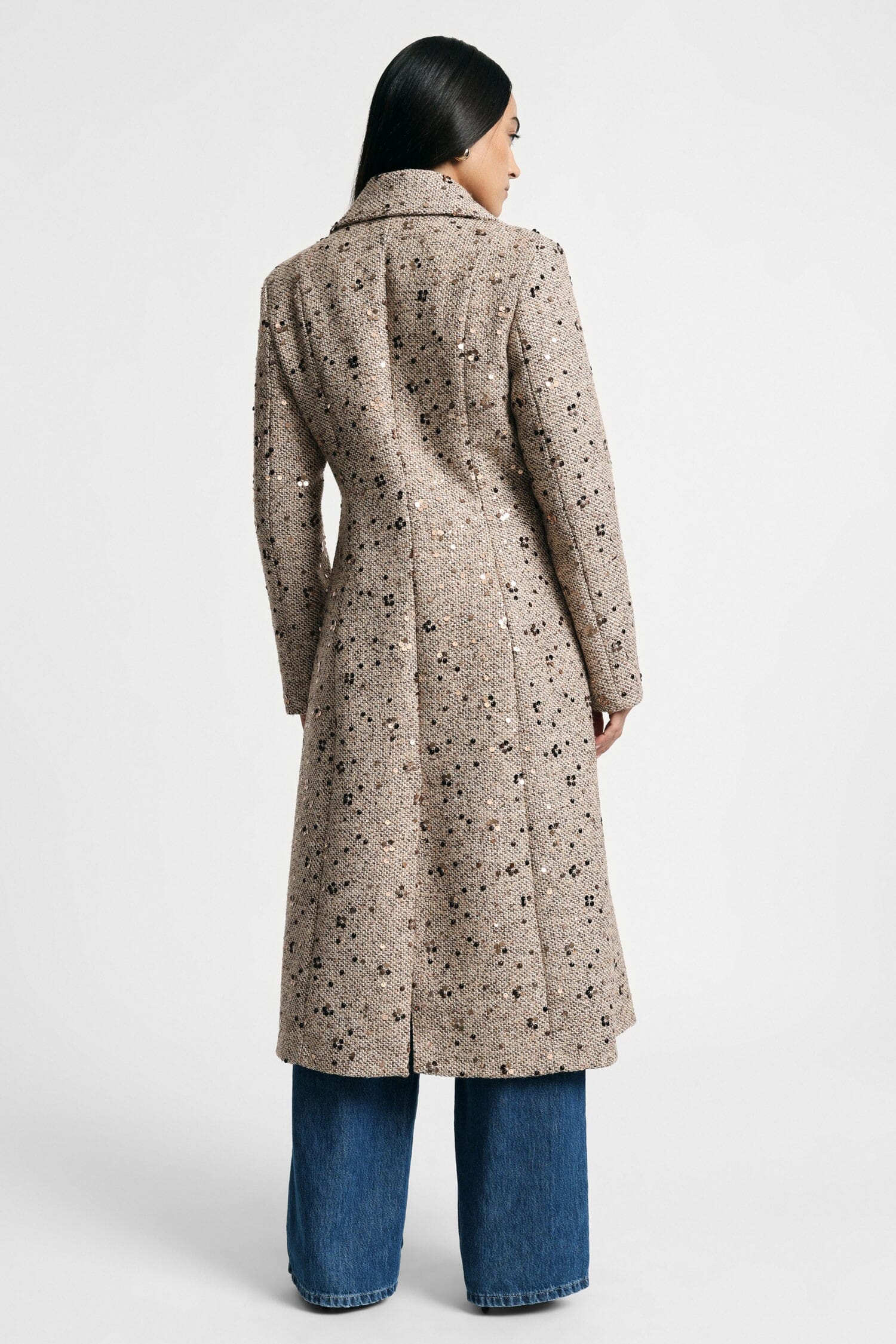 Cappotto Doppiopetto Con Paillettes E Revers Ampi Please