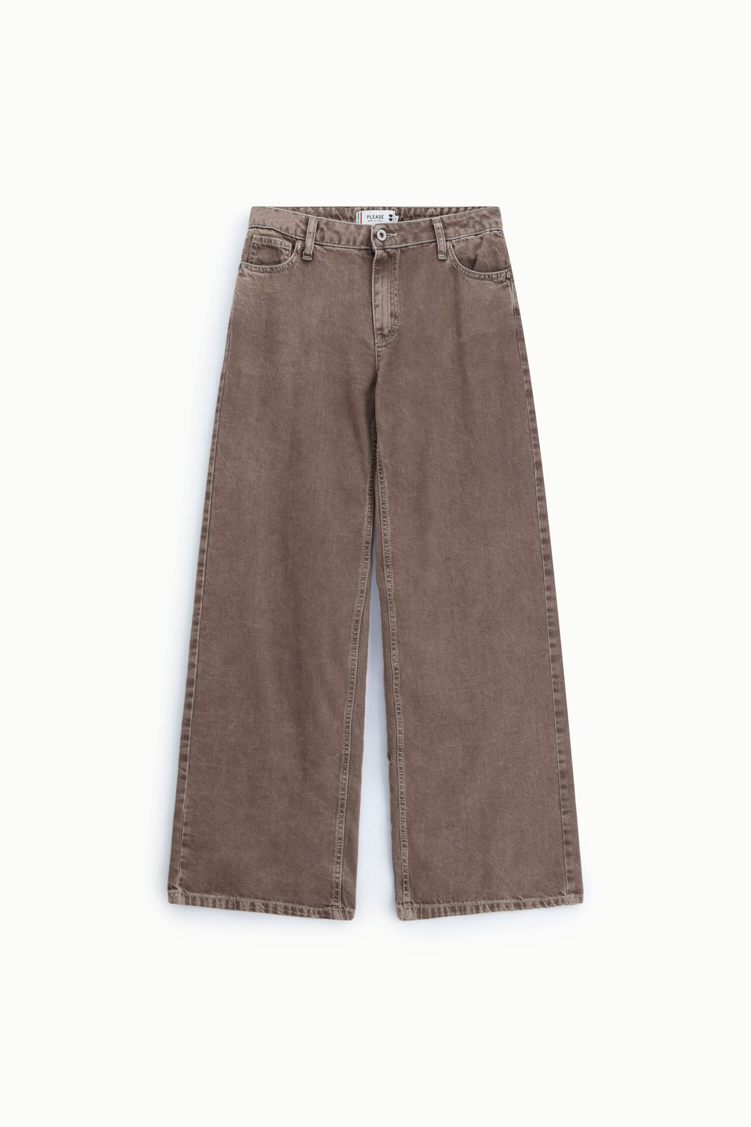 Jeans Palazzo Gamba Dritta Con Lavaggio Please