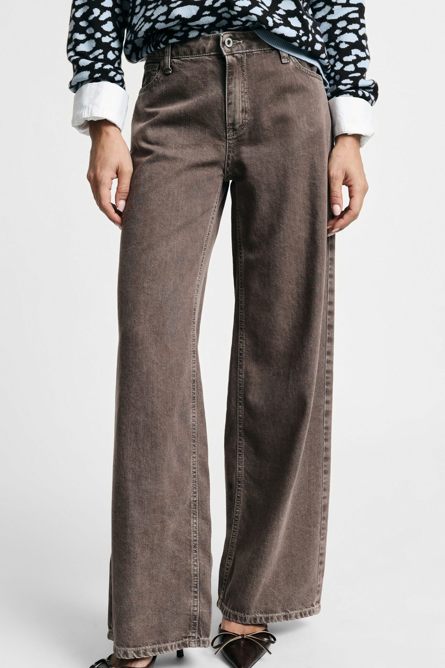 Jeans Palazzo Gamba Dritta Con Lavaggio Please