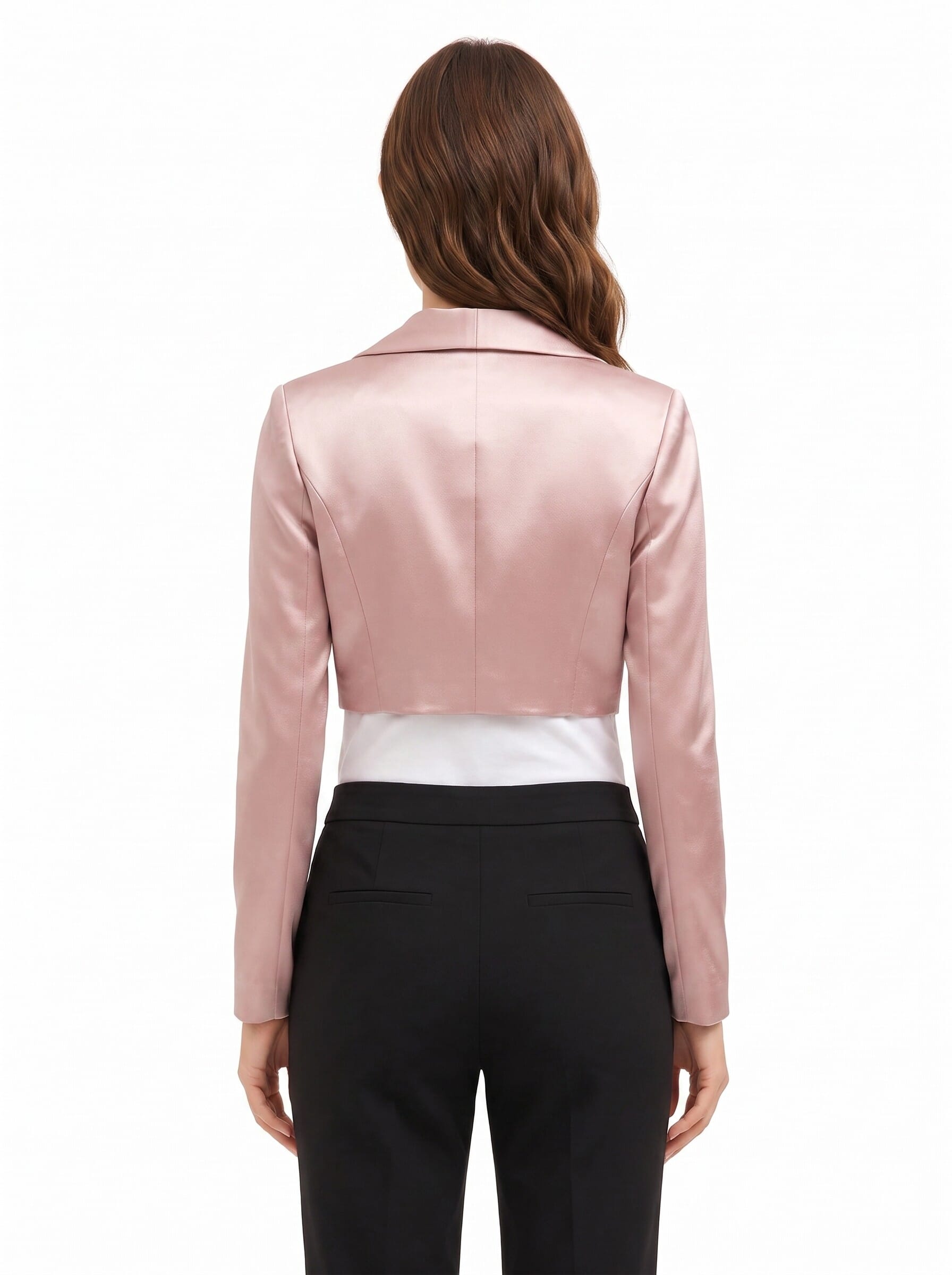 Short Satin Jacket with Hook Fastening and Shawl Collar – Rinascimento