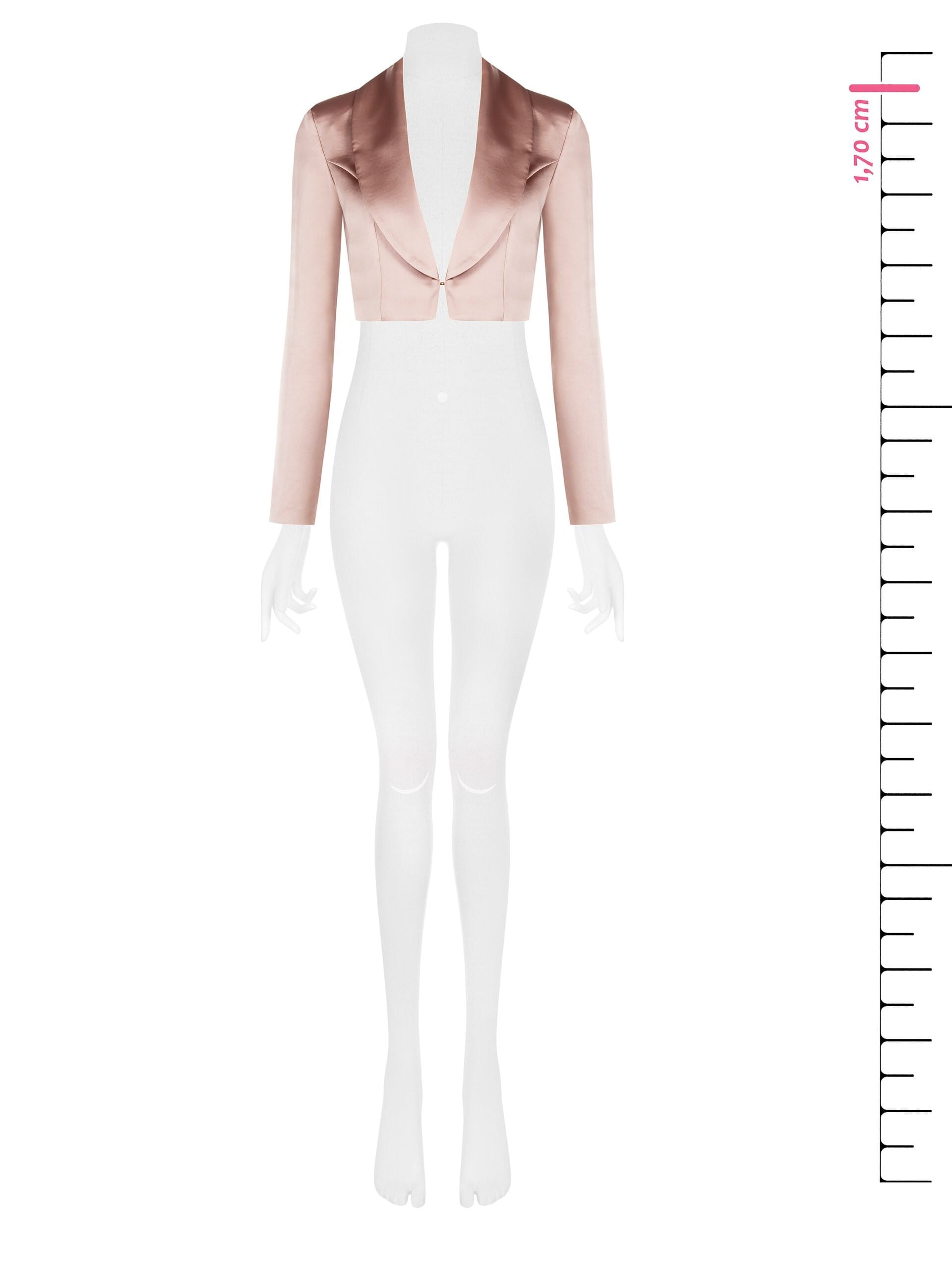 Short Satin Jacket with Hook Fastening and Shawl Collar – Rinascimento