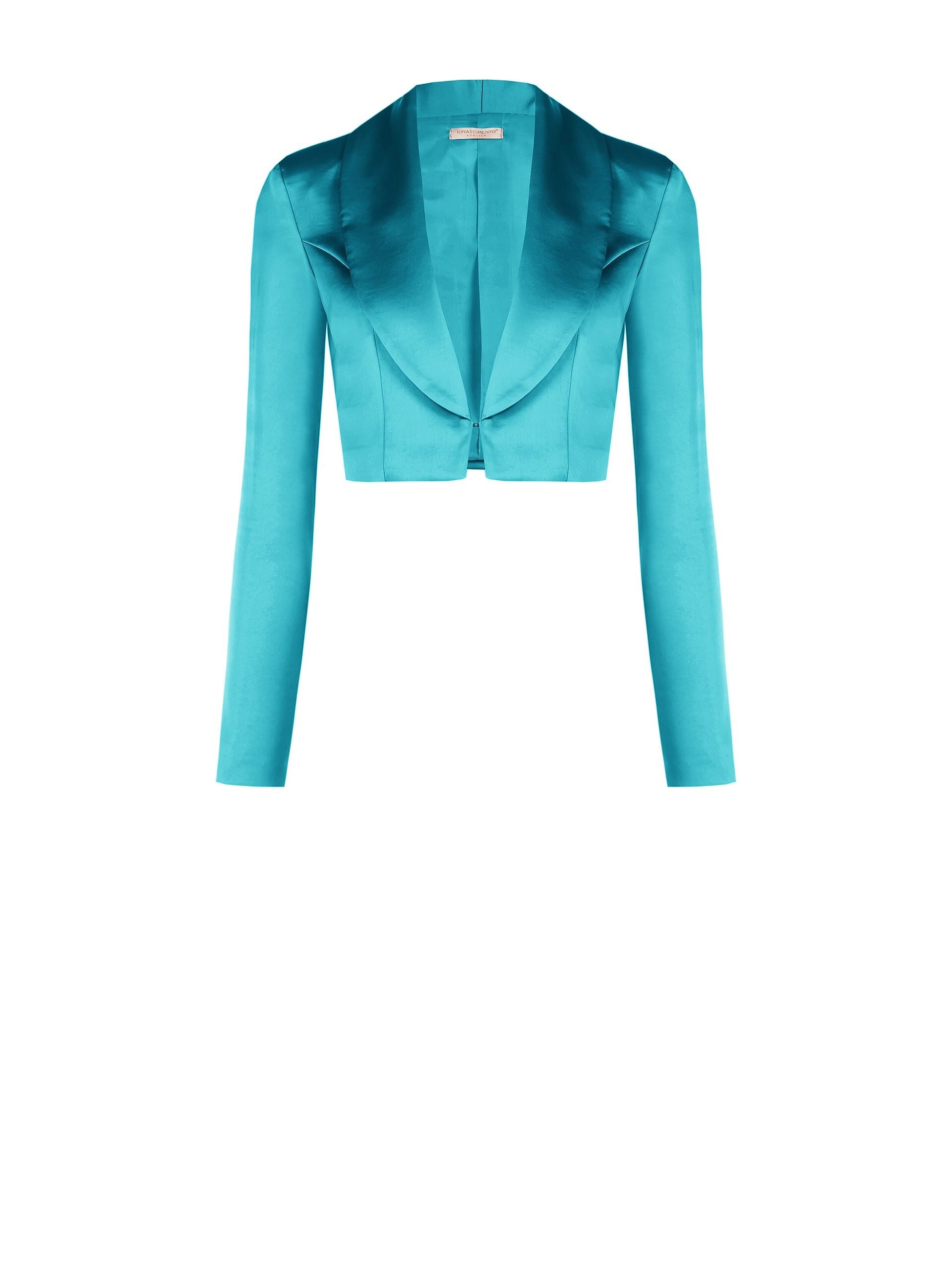 Short Satin Jacket with Hook Fastening and Shawl Collar – Rinascimento