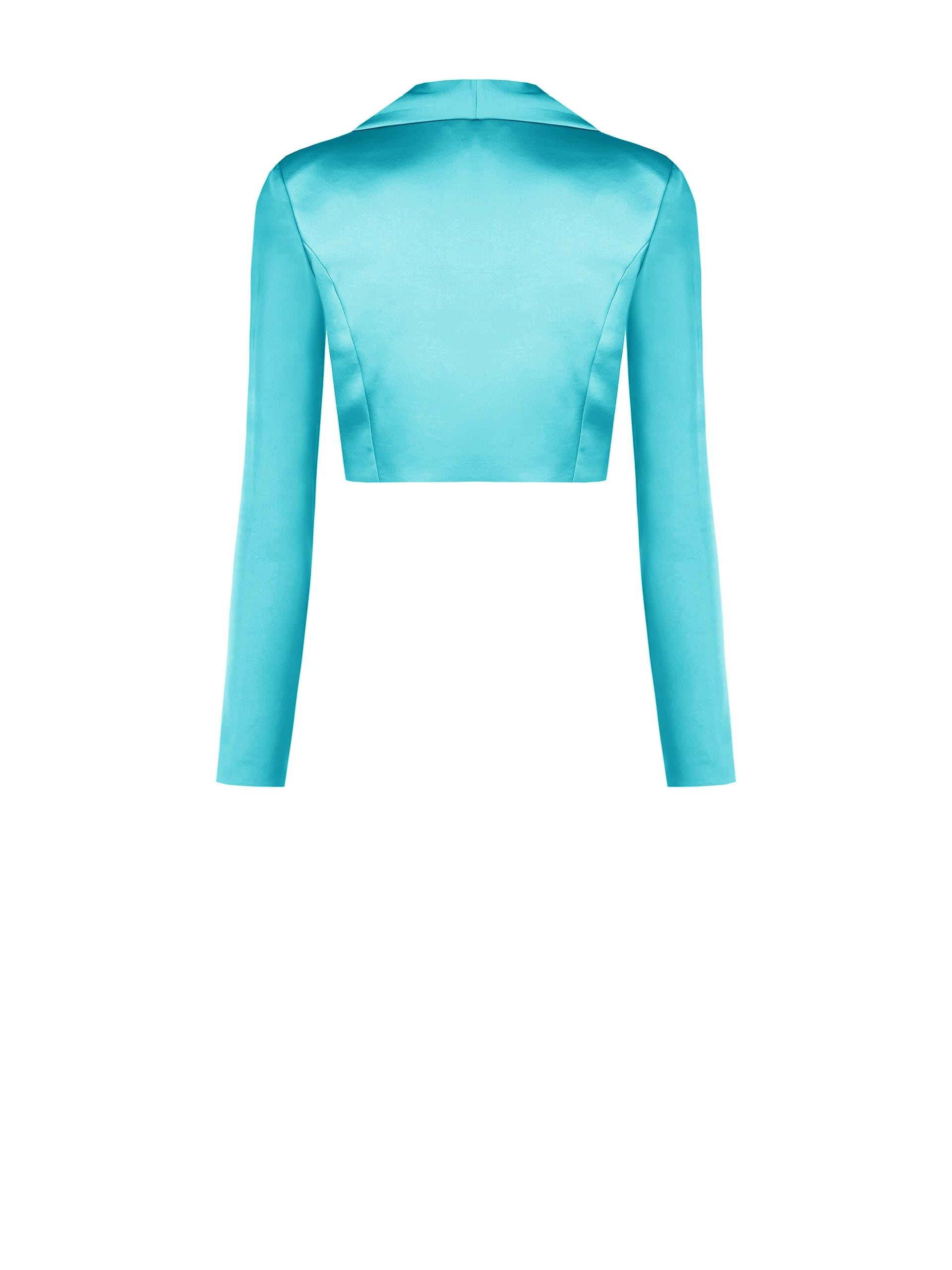 Short Satin Jacket with Hook Fastening and Shawl Collar – Rinascimento