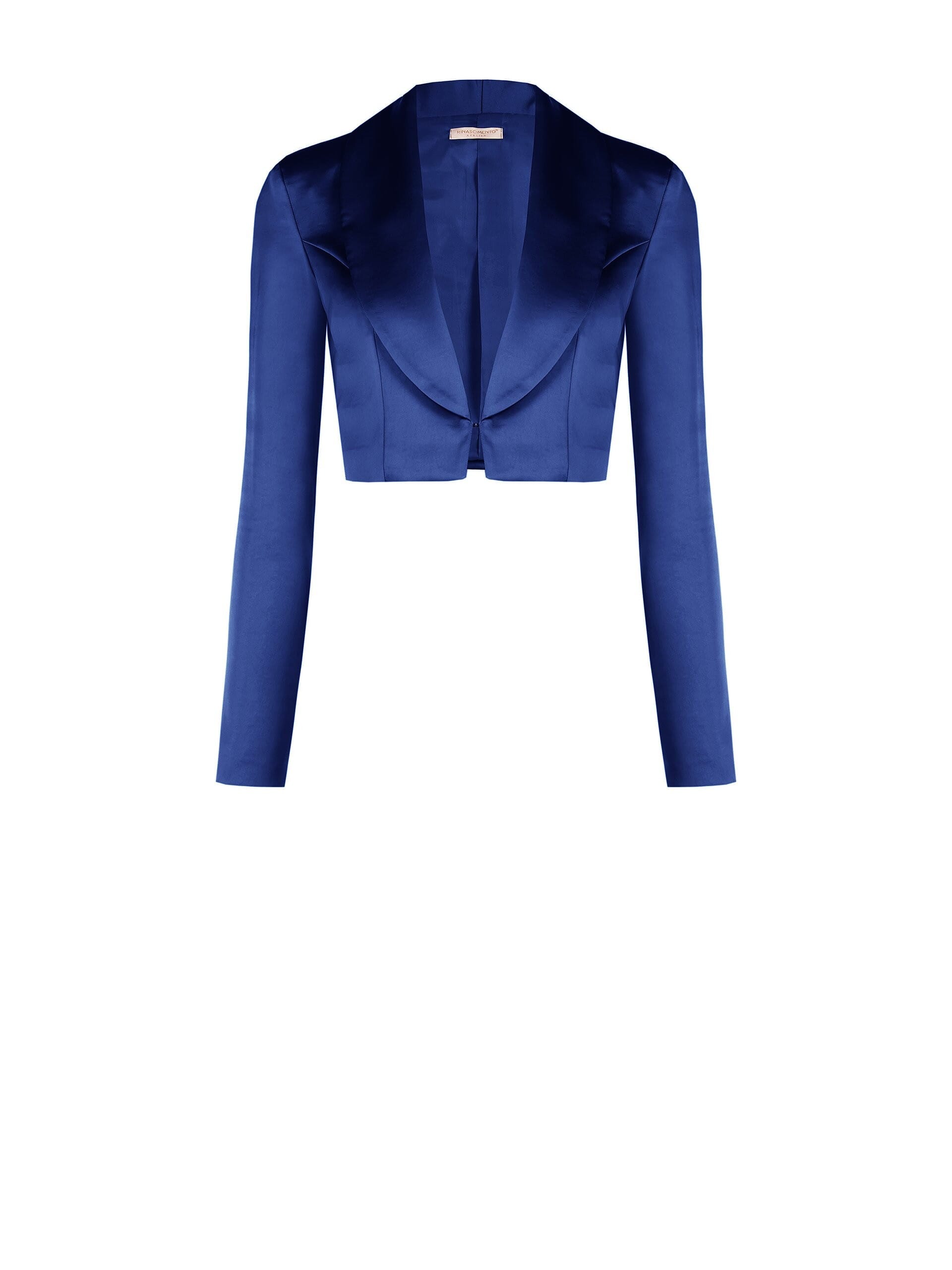 Short Satin Jacket with Hook Fastening and Shawl Collar – Rinascimento