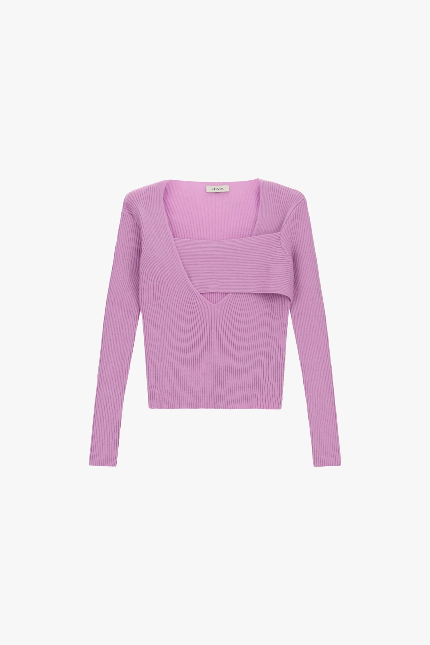 Pull côtelé à encolure asymétrique et détail superposé « Dixie »