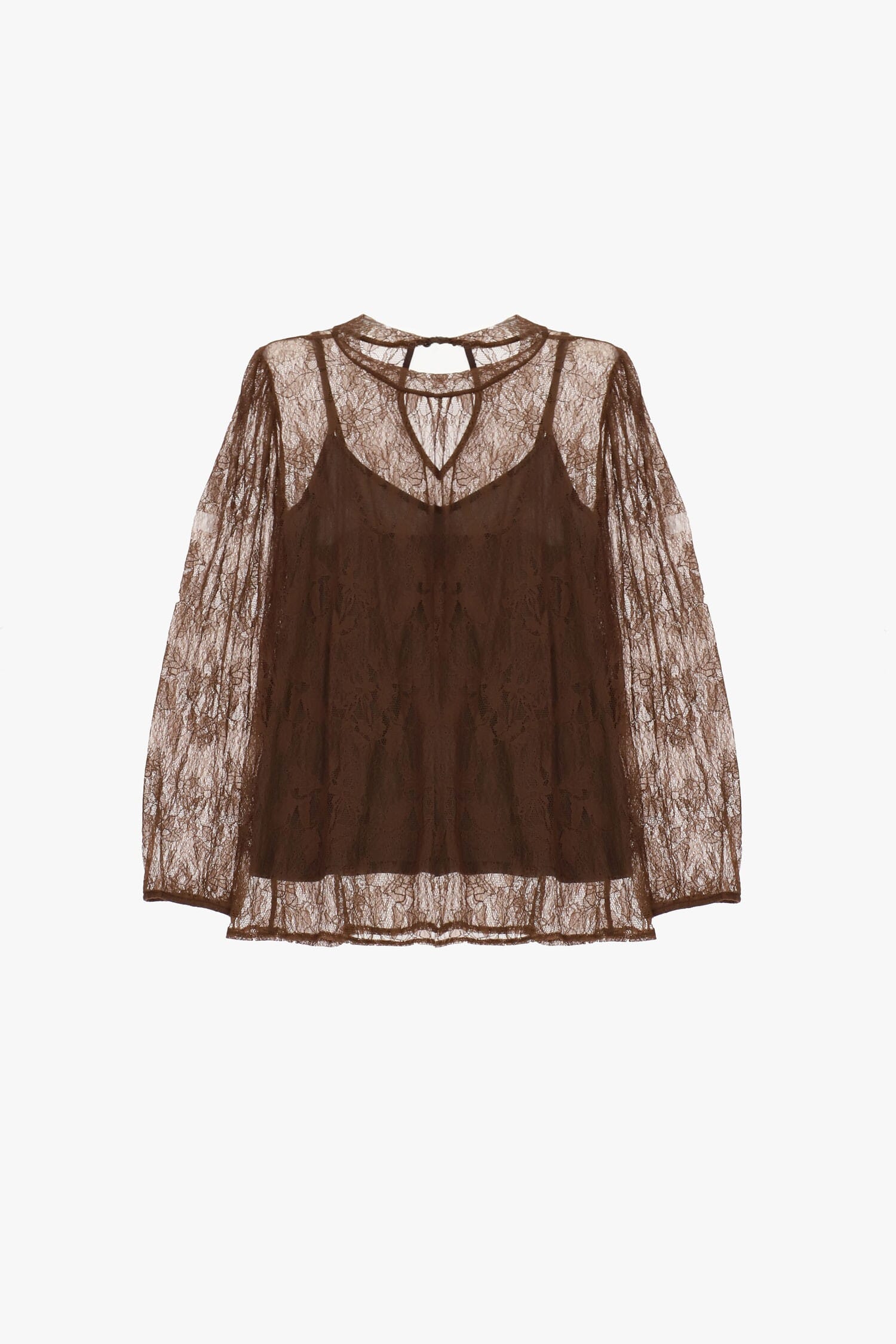 Top A Manica Lunga In Pizzo Trasparente Dixie