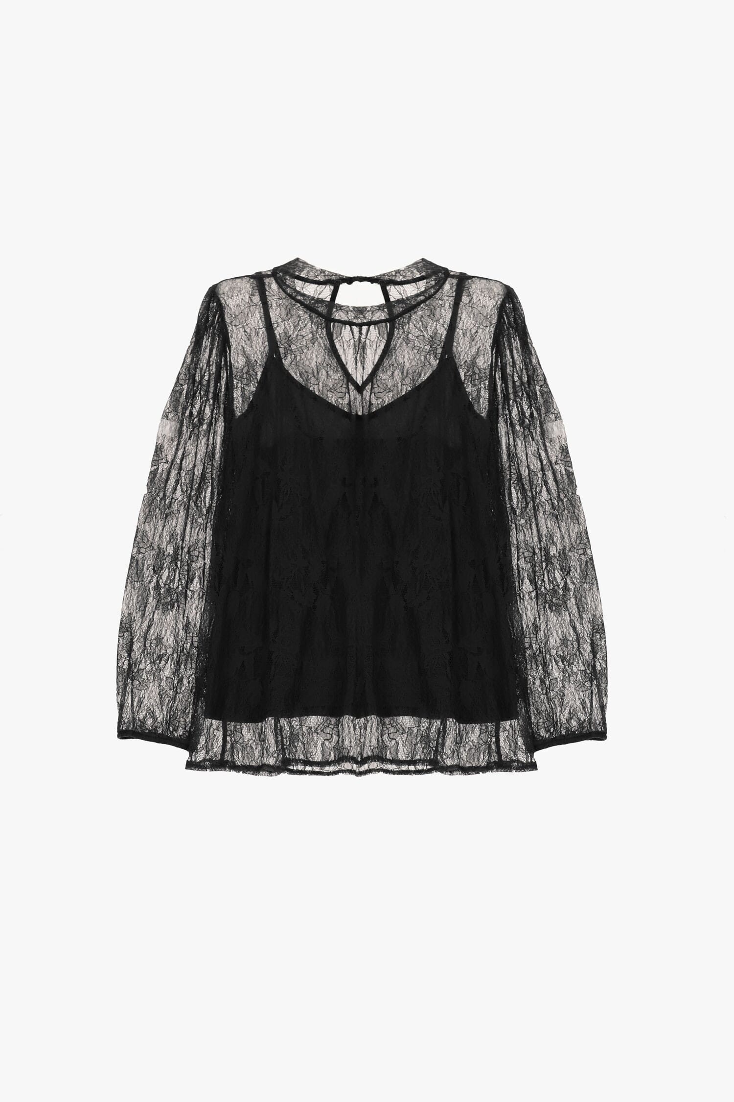 Top A Manica Lunga In Pizzo Trasparente Dixie