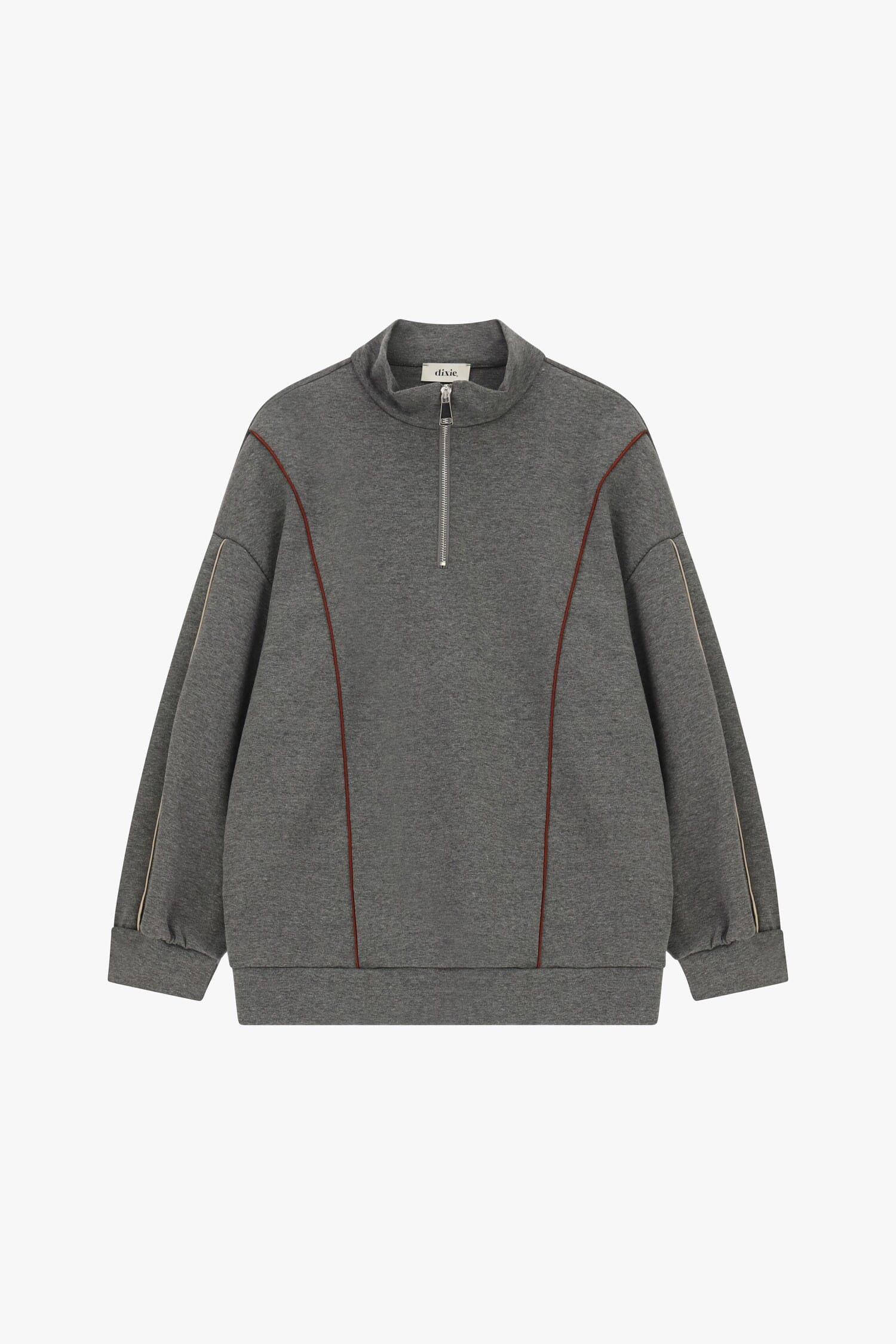 Sweat sans capuche à fermeture éclair et coutures contrastées Dixie