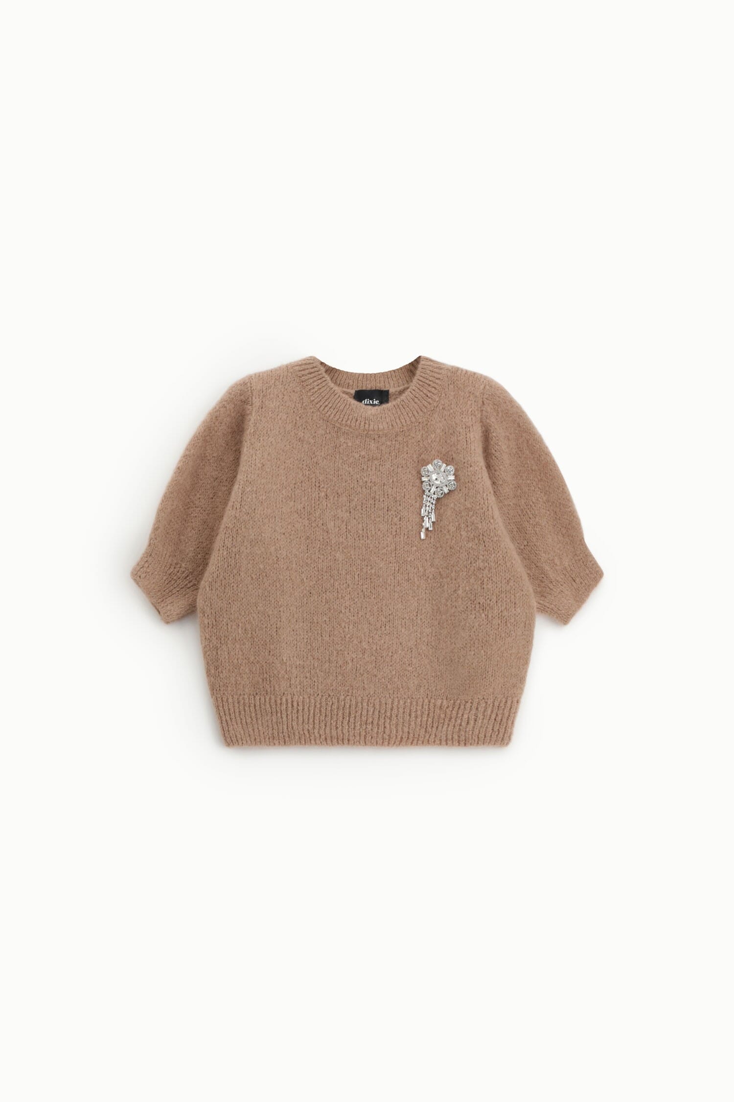 Maglione Girocollo Con Maniche A Mezza Lunghezza E Applicazione Gioiello Dixie
